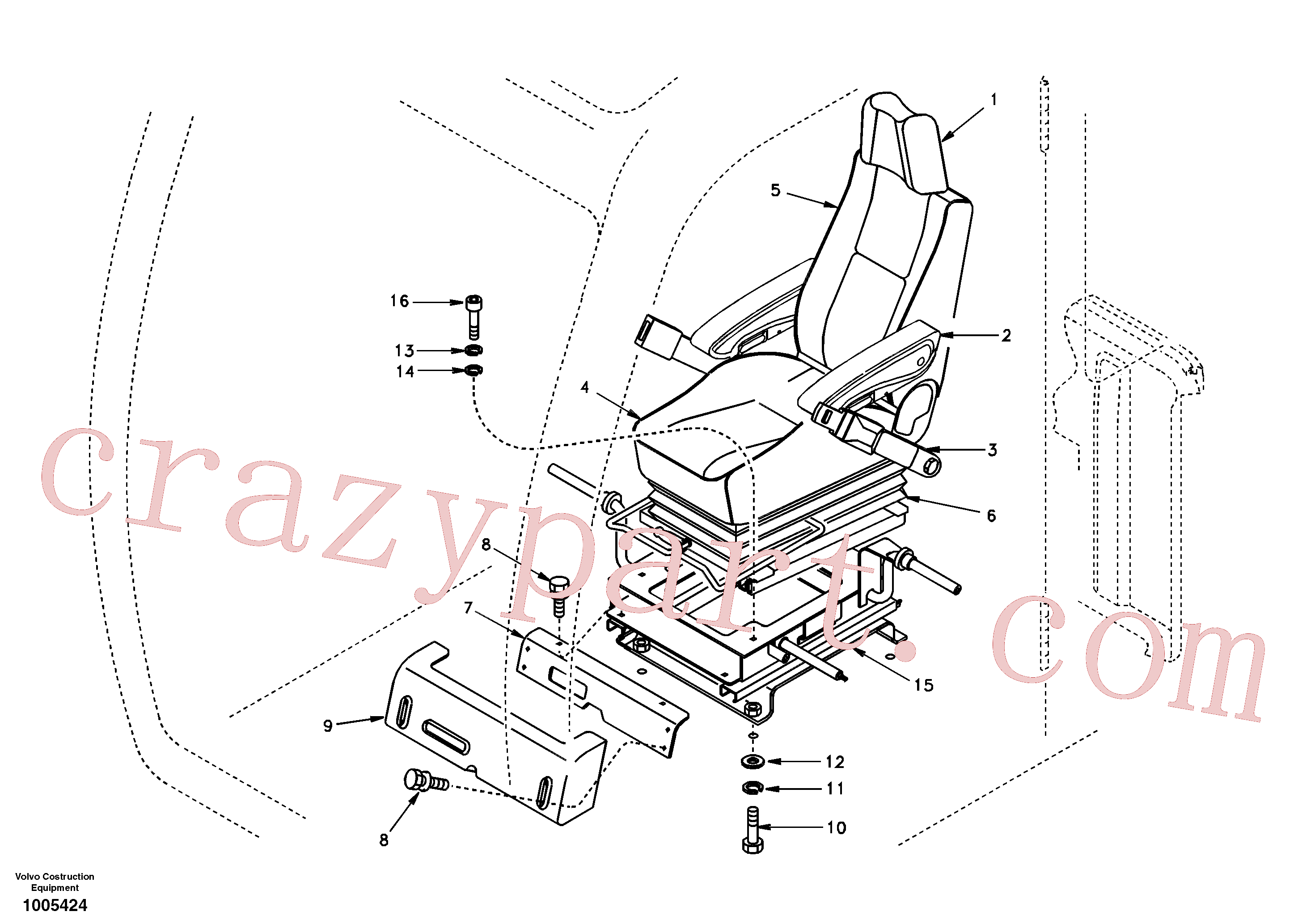 VOE984064 for Volvo Operator seat with fitting parts(1005424 assembly)