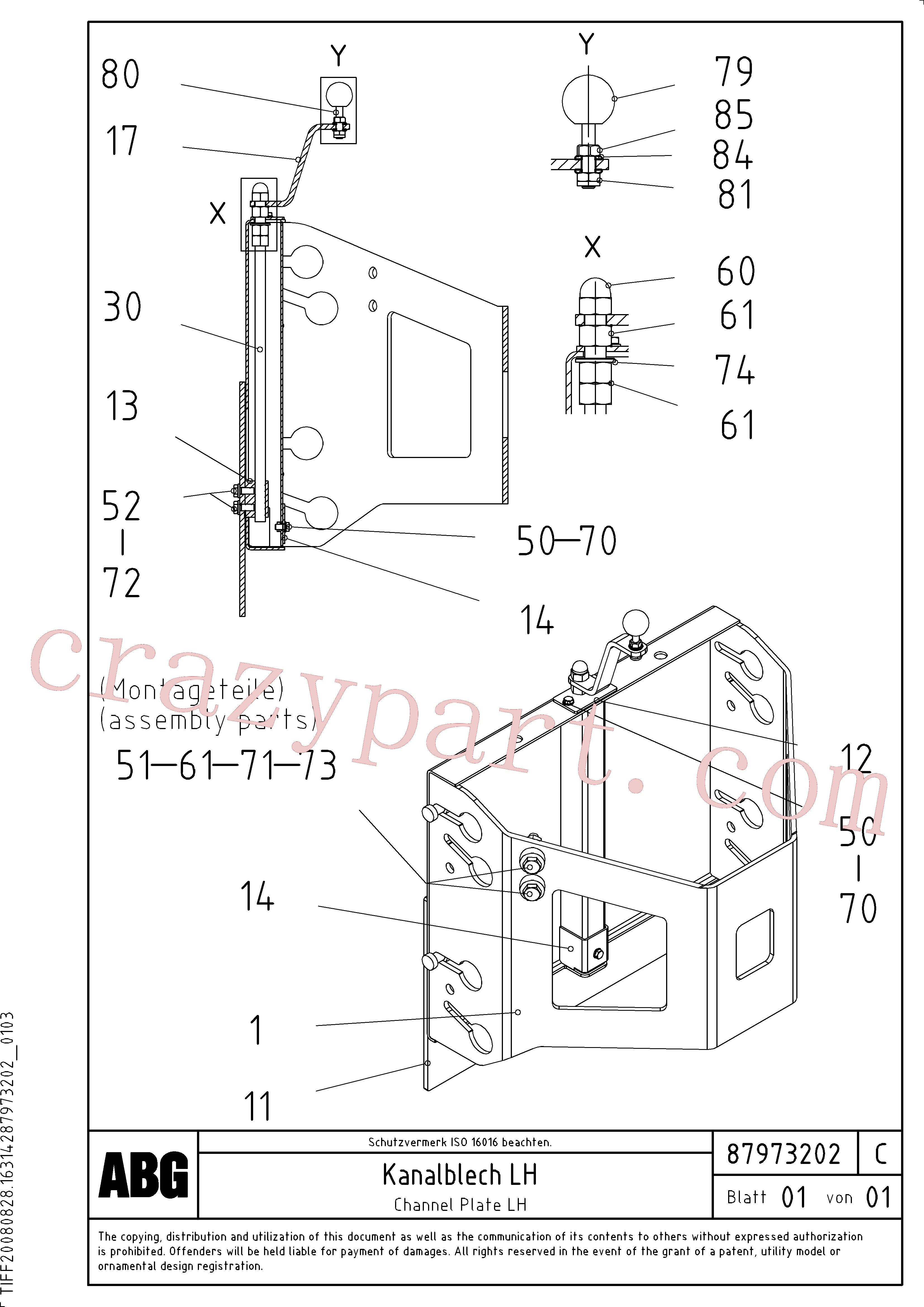 RM14112288 for Volvo Channel plate for extension(1048183 assembly)