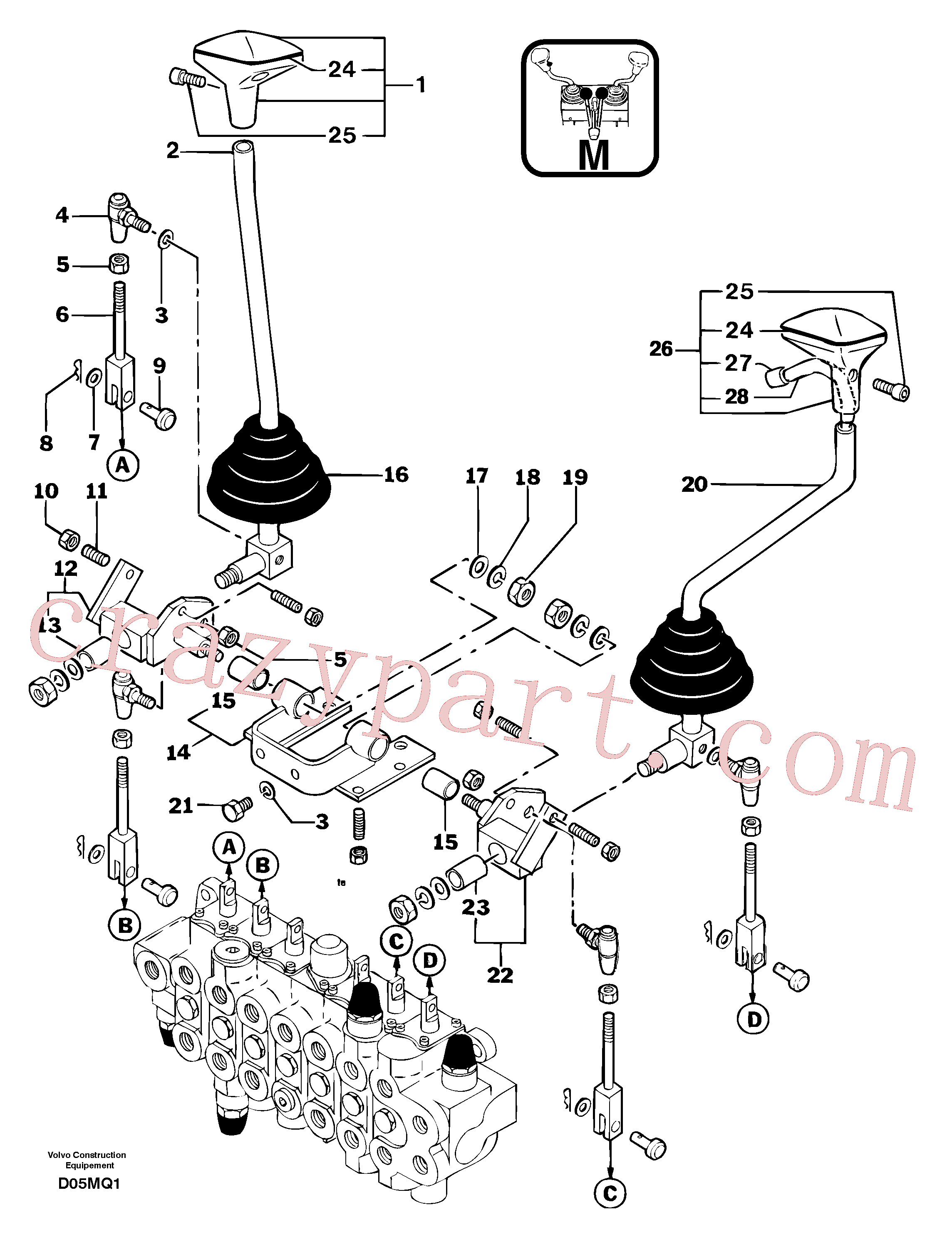 PJ5270145 for Volvo Control levers : boom/dipper arm/ bucket/ slewing(D05MQ1 assembly)