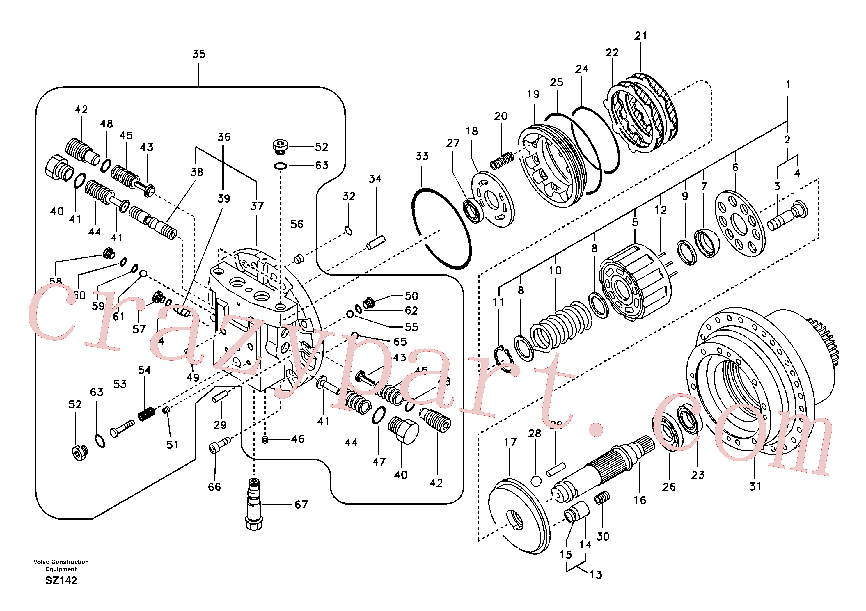 SA1143-00111 for Volvo Travel motor(SZ142 assembly)