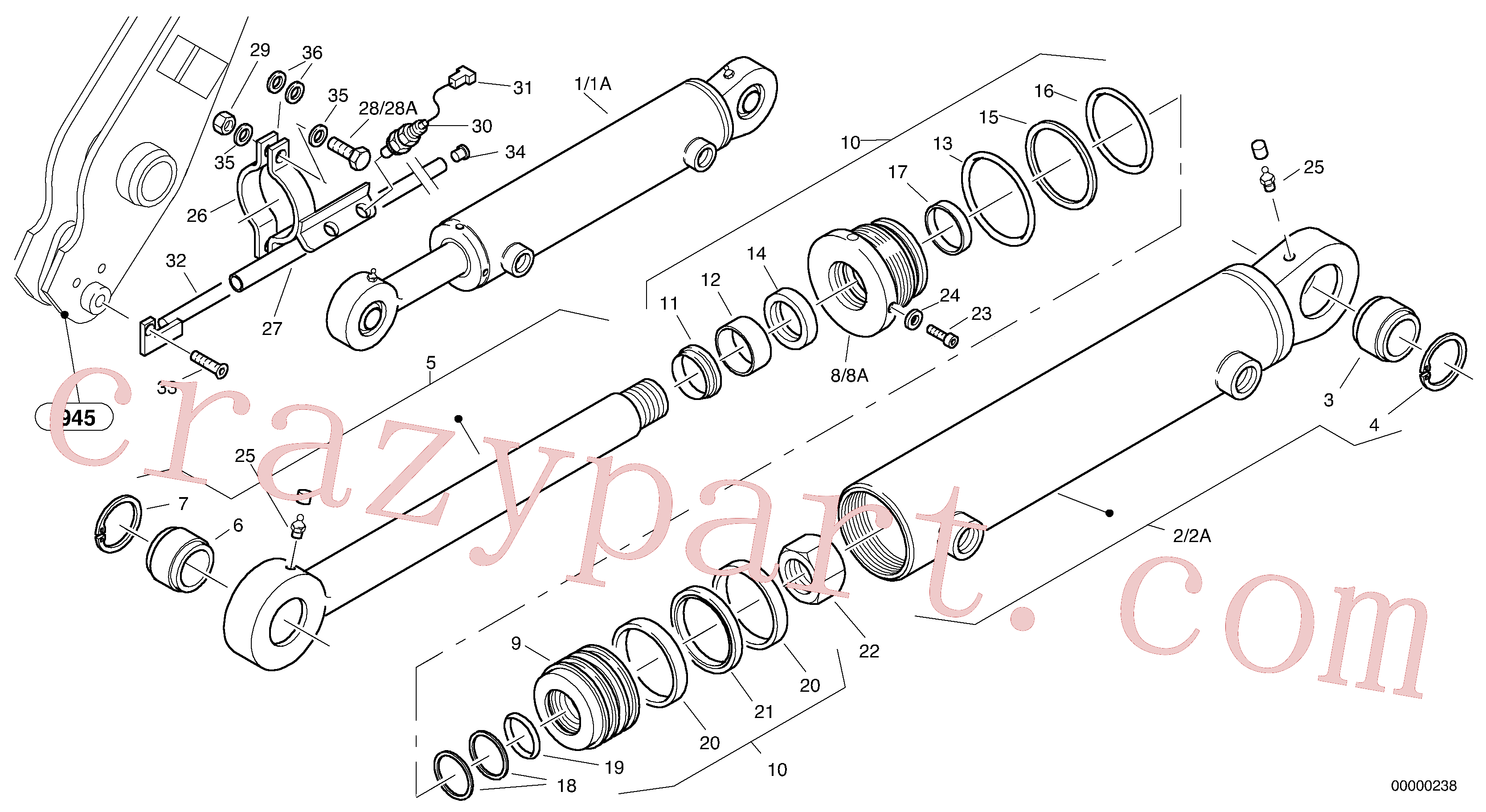 ZM7098750 for Volvo Tilt cylinder(00000238 assembly)