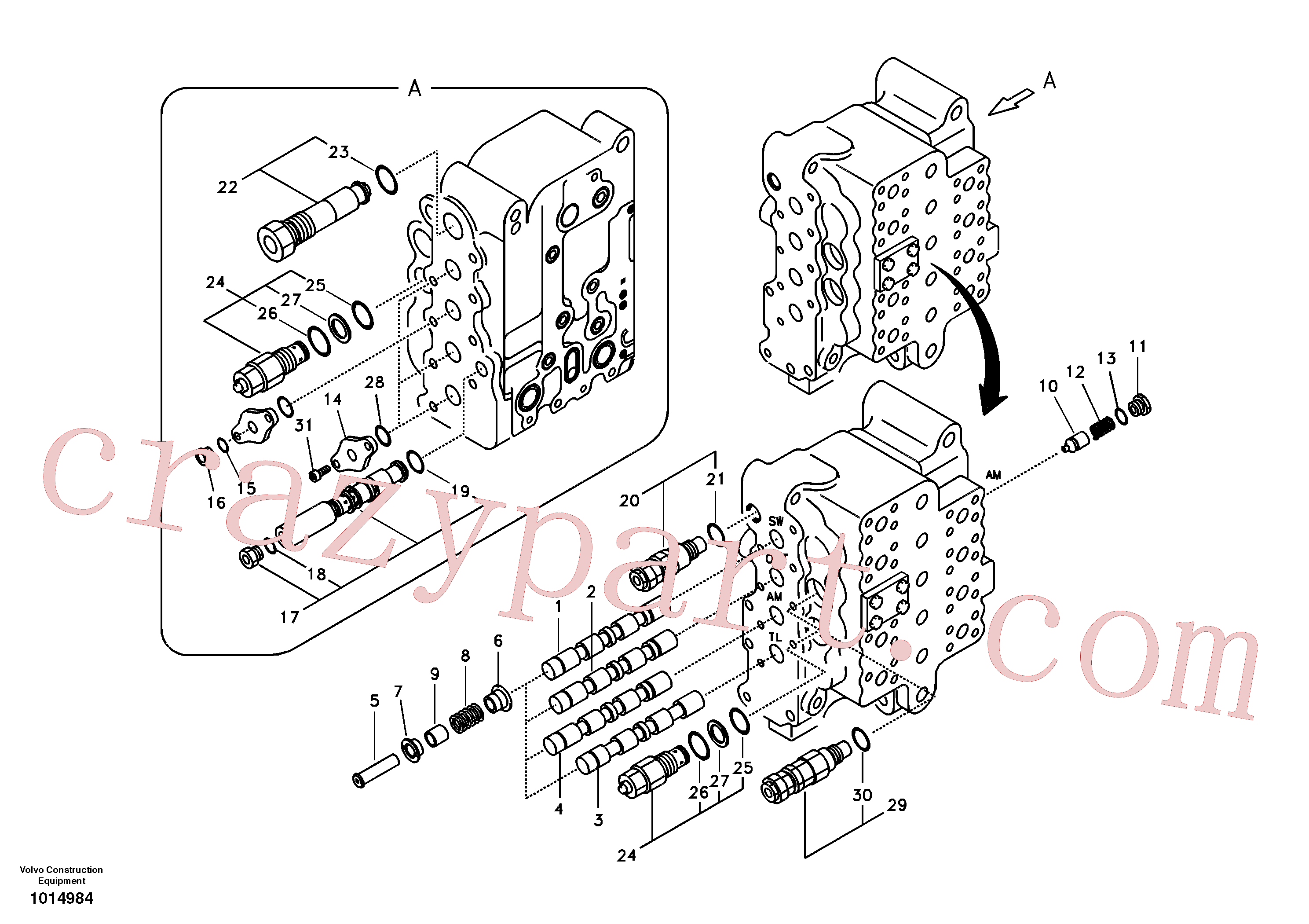 SA7270-11111 for Volvo Main control valve, swing and option and dipper arm and travel Lh(1014984 assembly)