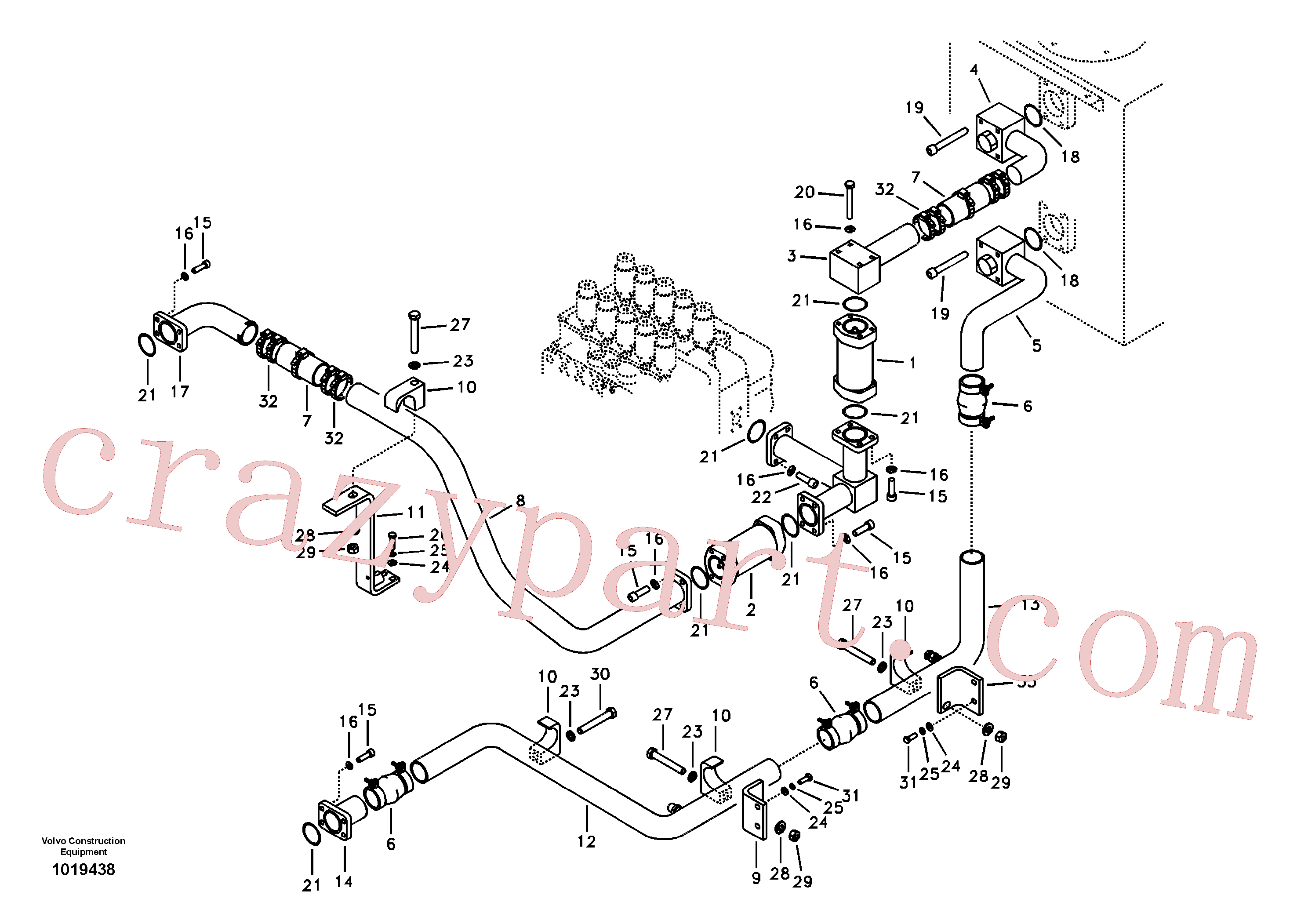 VOE14537466 for Volvo Hydraulic system, hydraulic tank to hydraulic pump(1019438 assembly)