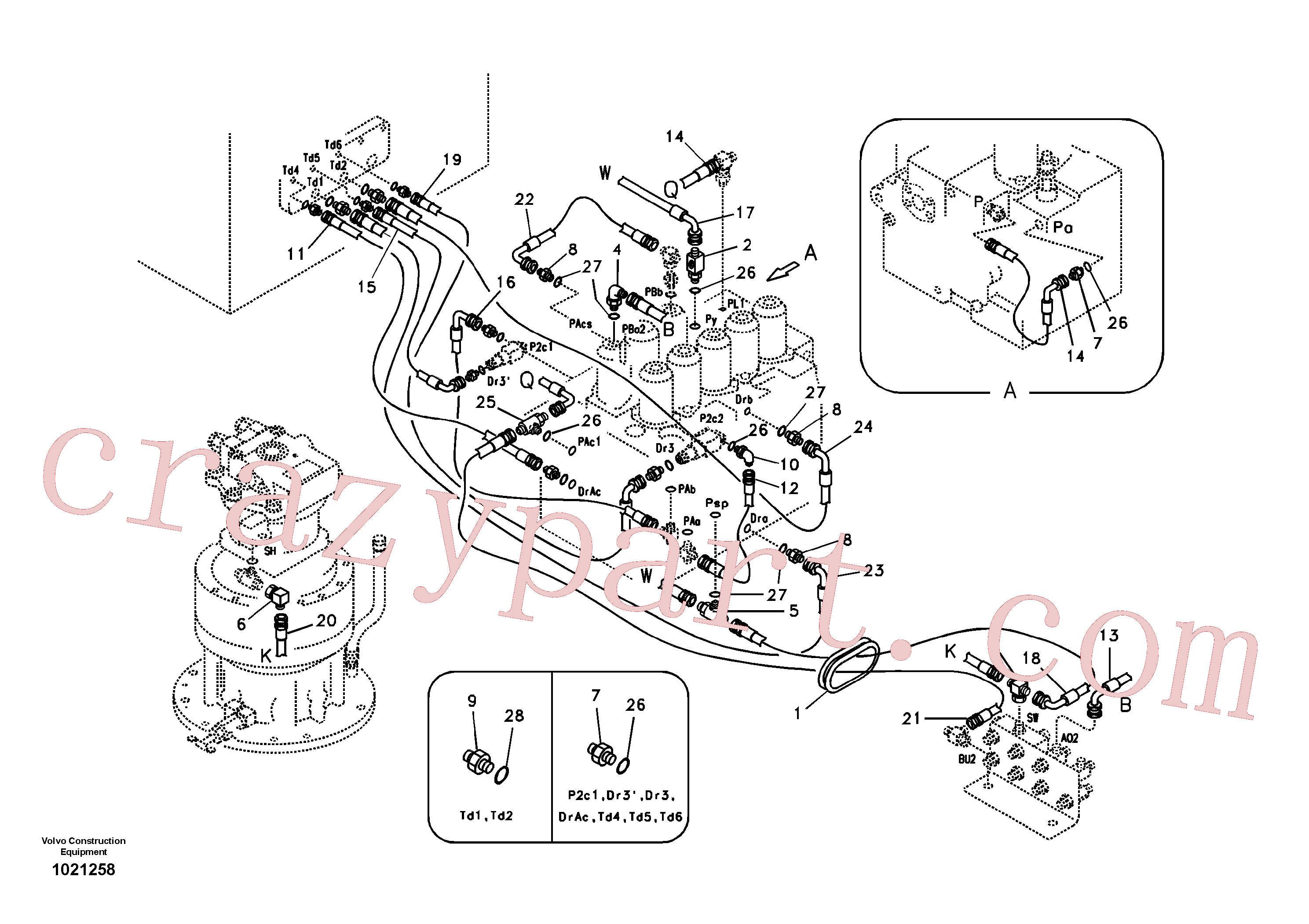 SA9451-03212 for Volvo Servo system, control valve piping.(1021258 assembly)