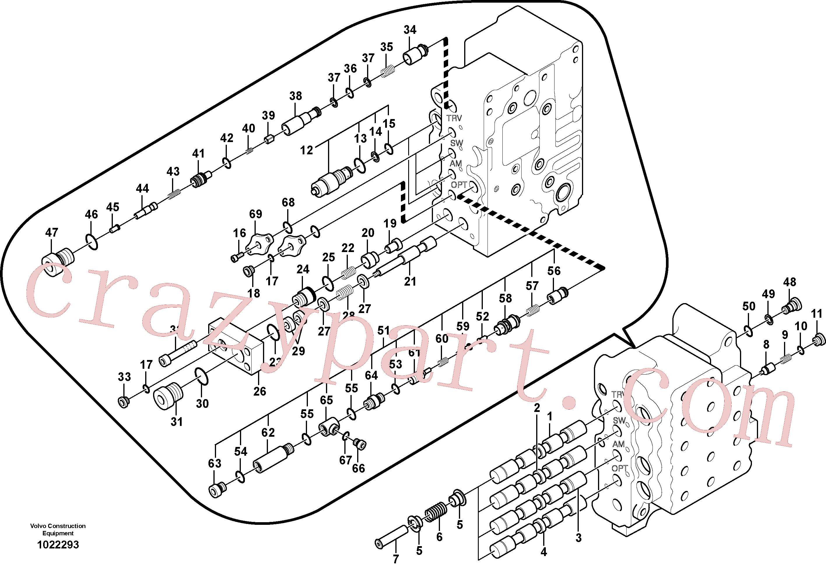 SA7273-11350 for Volvo Main control valve, swing and option and dipper arm and travel Lh(1022293 assembly)