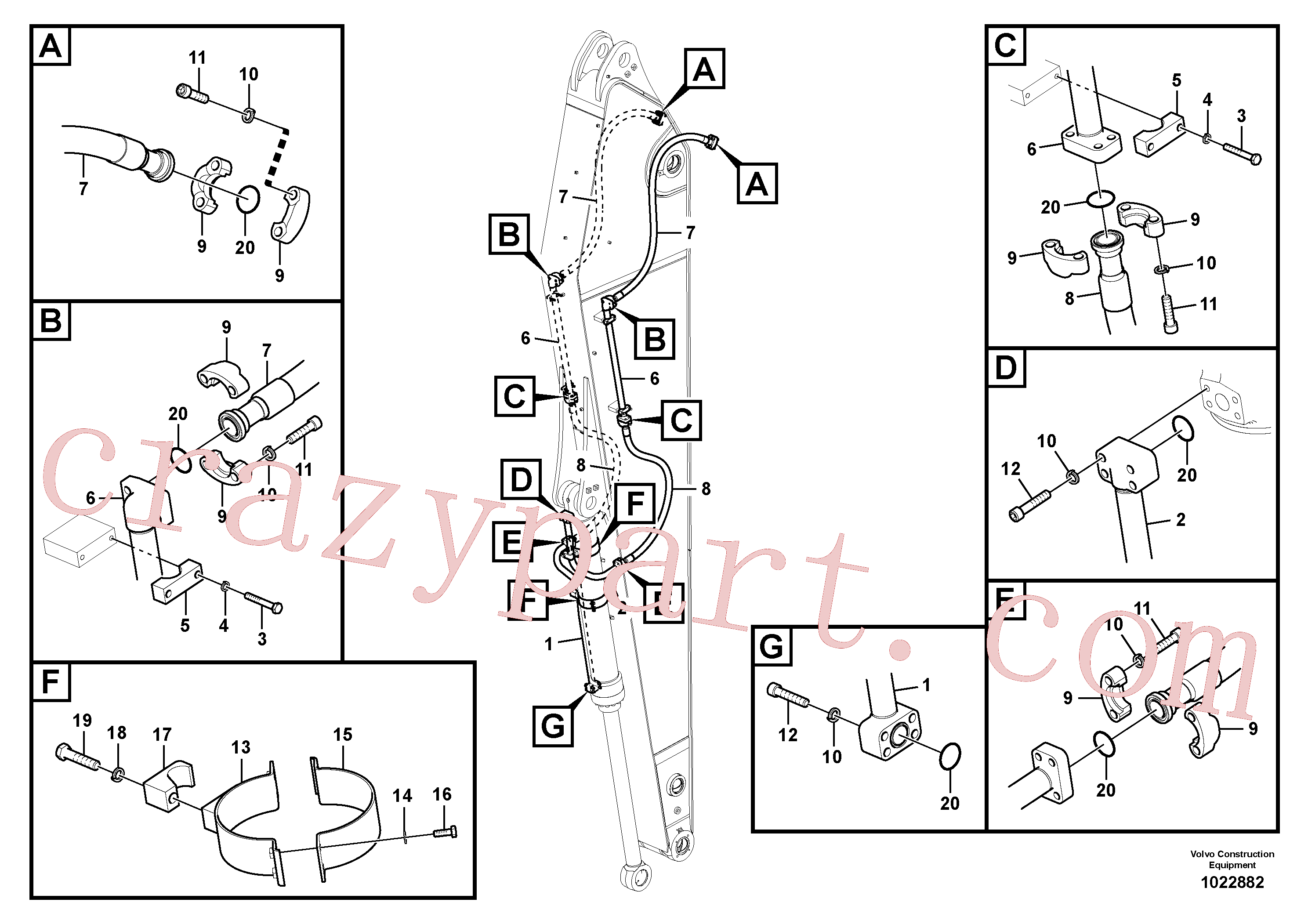 SA1074-07200 for Volvo Working hydraulic, bucket cylinder on long dipper arm(1022882 assembly)