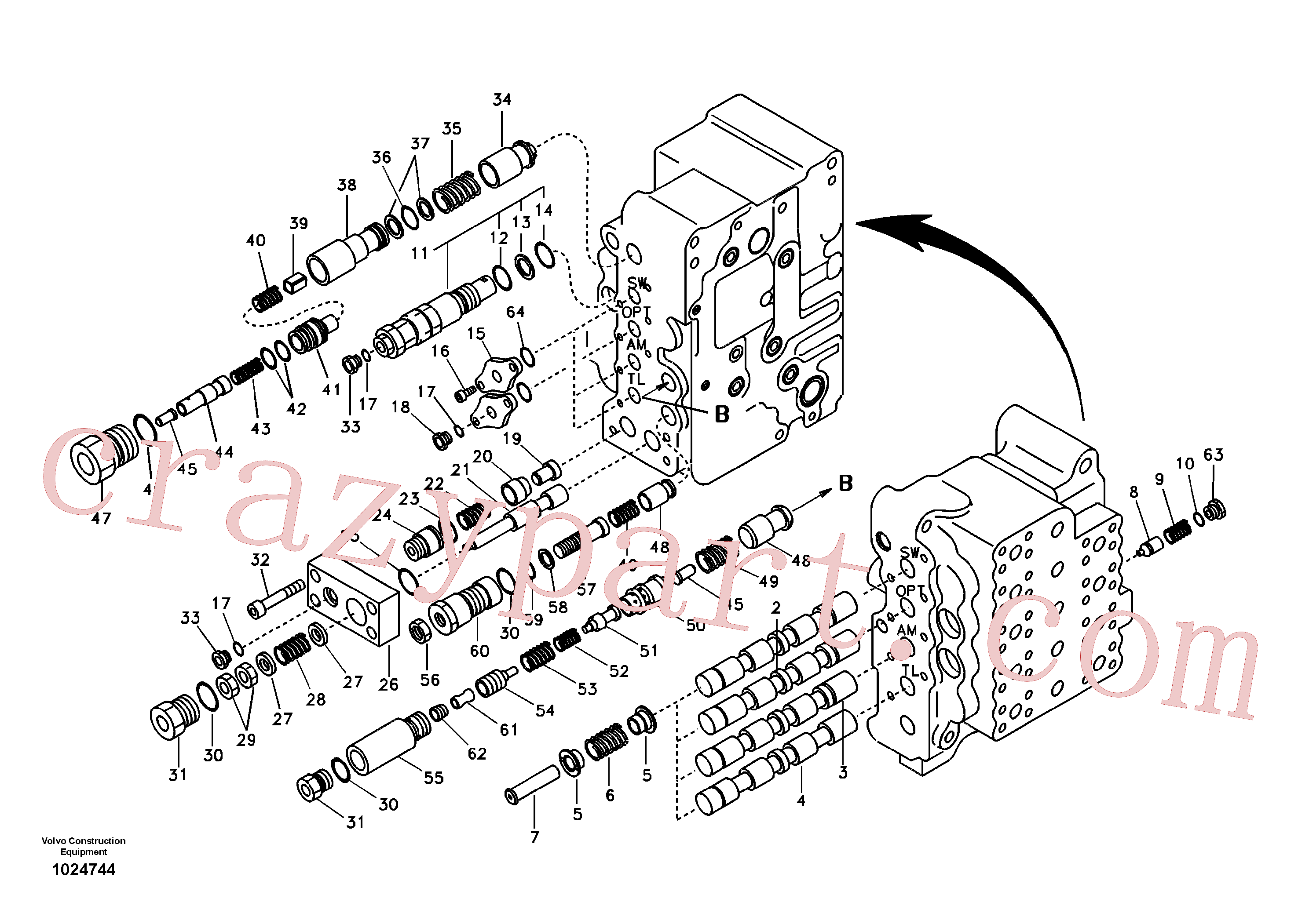 SA7273-11350 for Volvo Main control valve, swing and option and dipper arm and travel Lh(1024744 assembly)