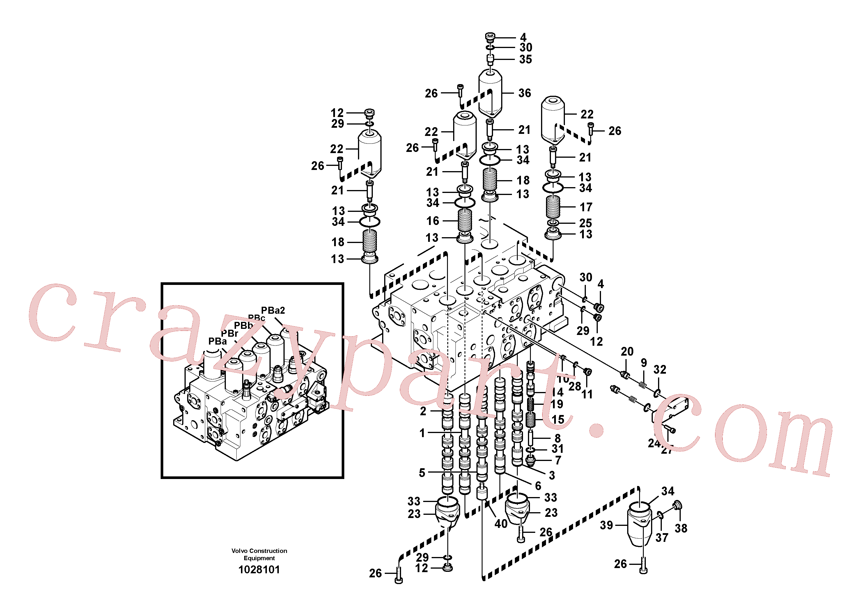 SA8230-27850 for Volvo Main control valve, boom and bucket and travel Rh(1028101 assembly)