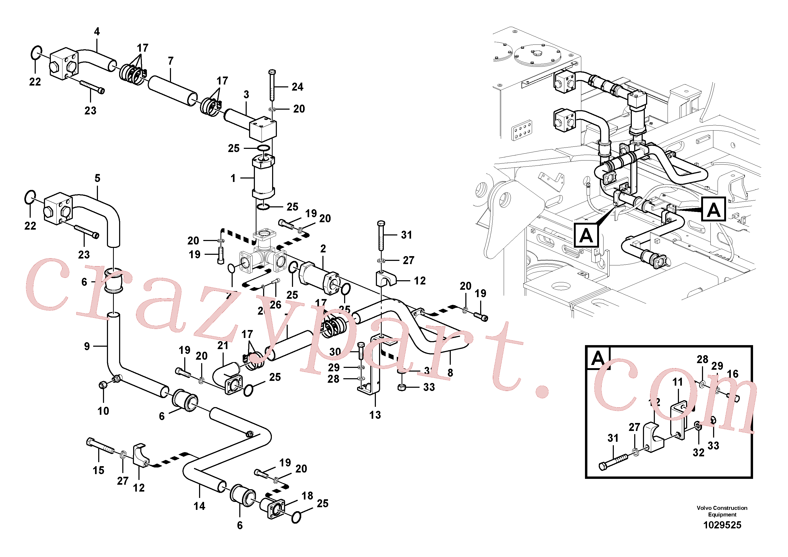 VOE14537300 for Volvo Hydraulic system, hydraulic tank to hydraulic oil cooler(1029525 assembly)