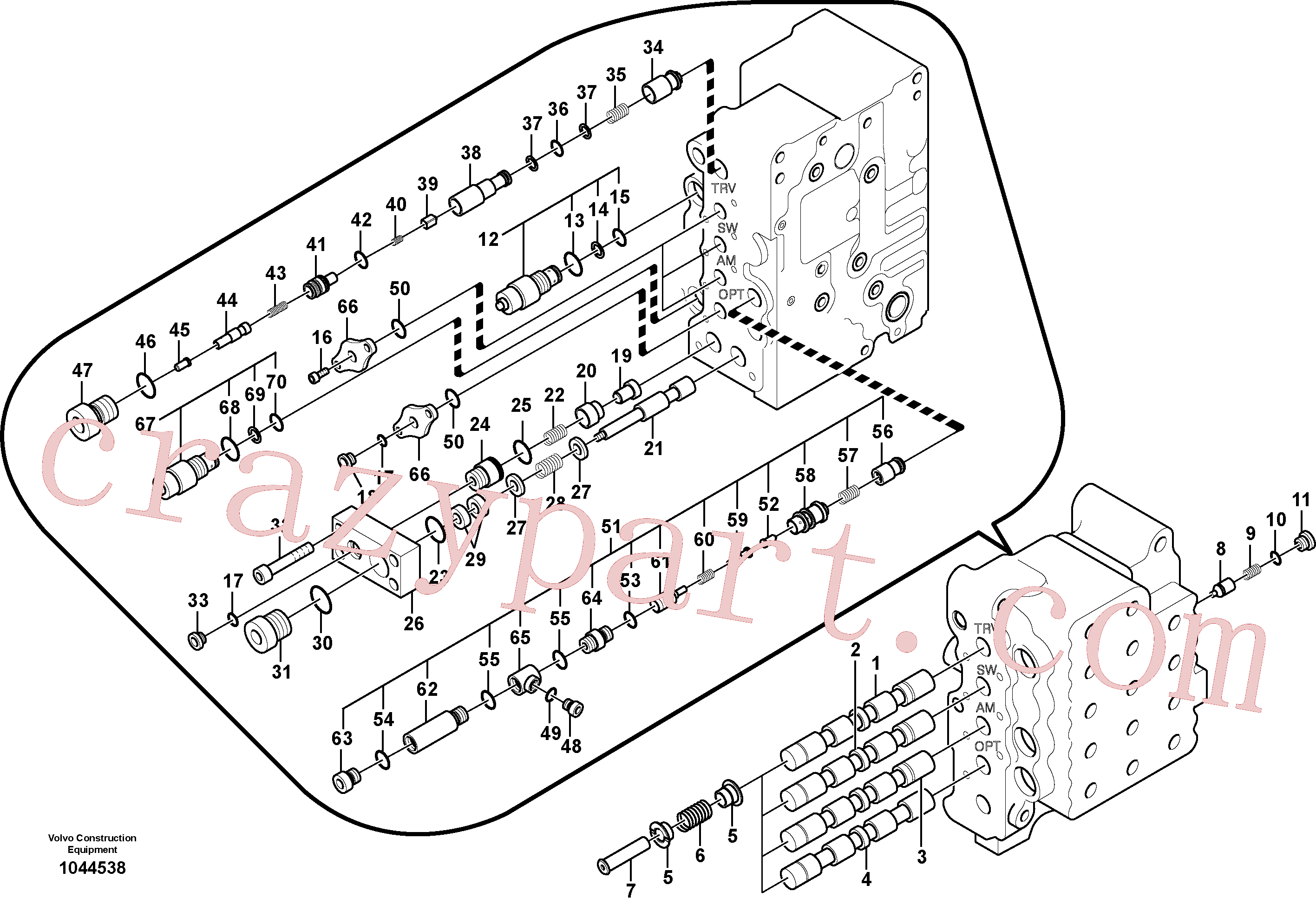SA7273-11350 for Volvo Main control valve, swing and option and dipper arm and travel Lh(1044538 assembly)