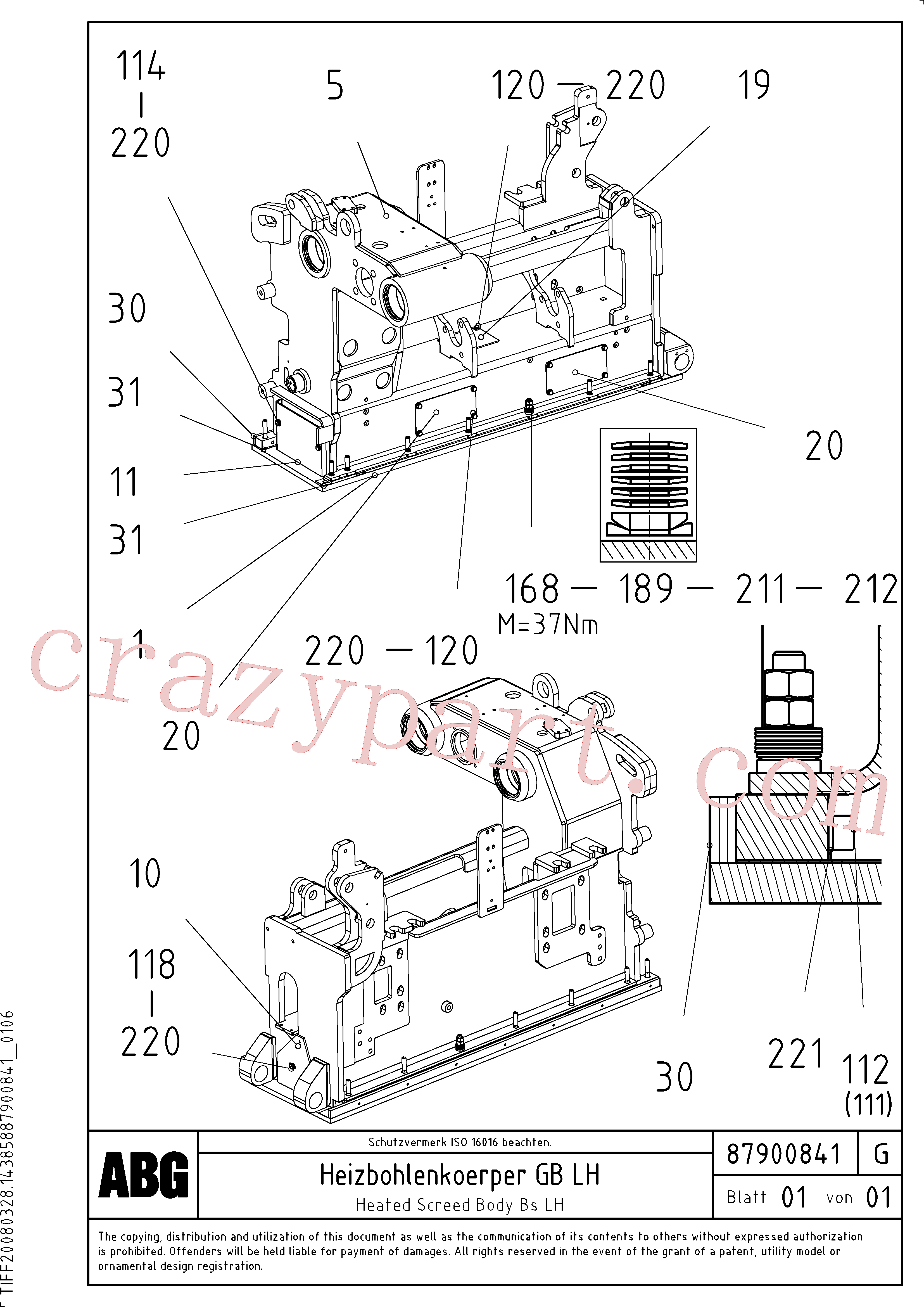 RM14108344 for Volvo Heated body for basic screed(1047848 assembly)