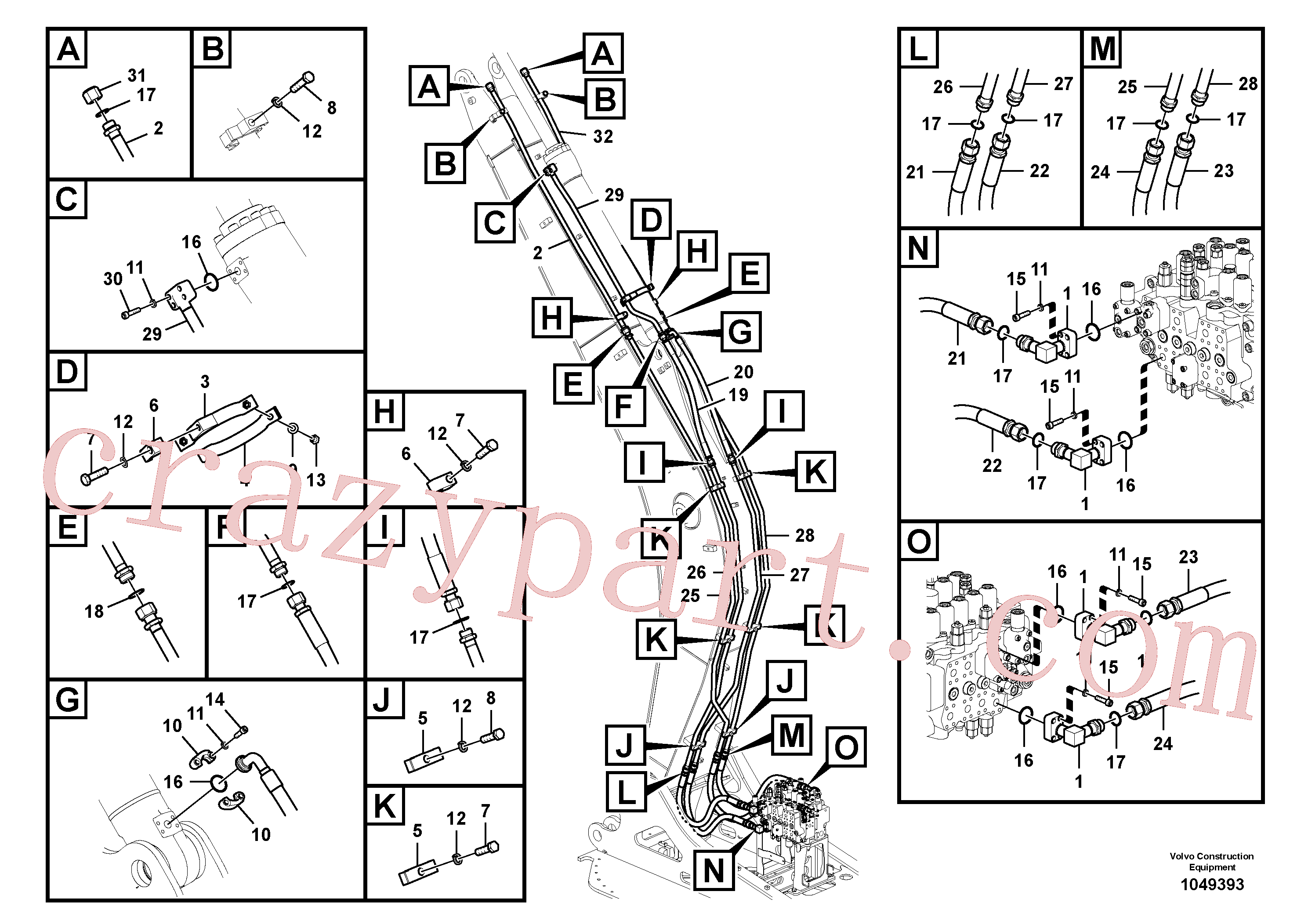 VOE14613762 for Volvo Working hydraulic, dipper arm cylinder on boom.(1049393 assembly)