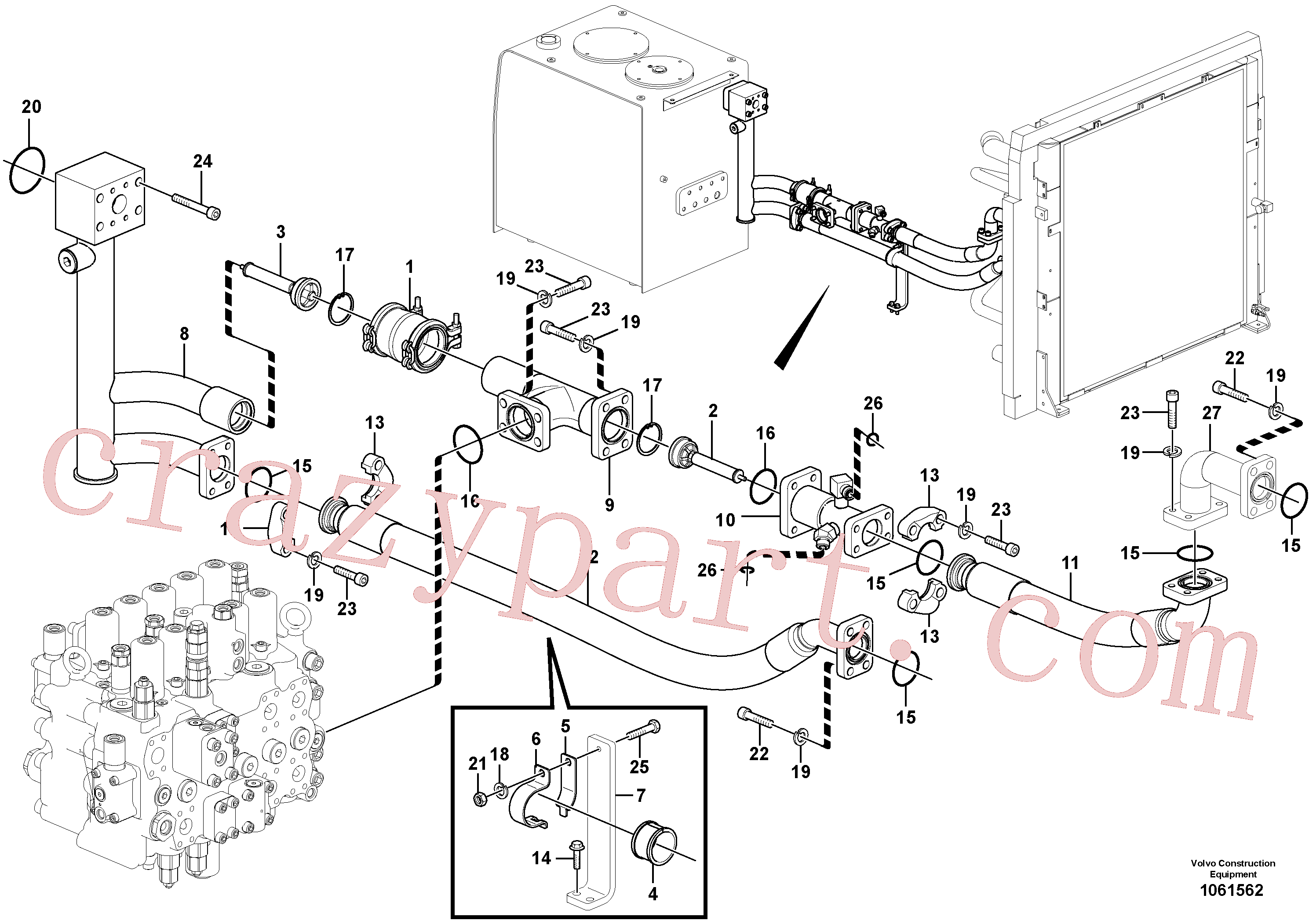 VOE14617021 for Volvo Hydraulic system, hydraulic tank to hydraulic oil cooler(1061562 assembly)