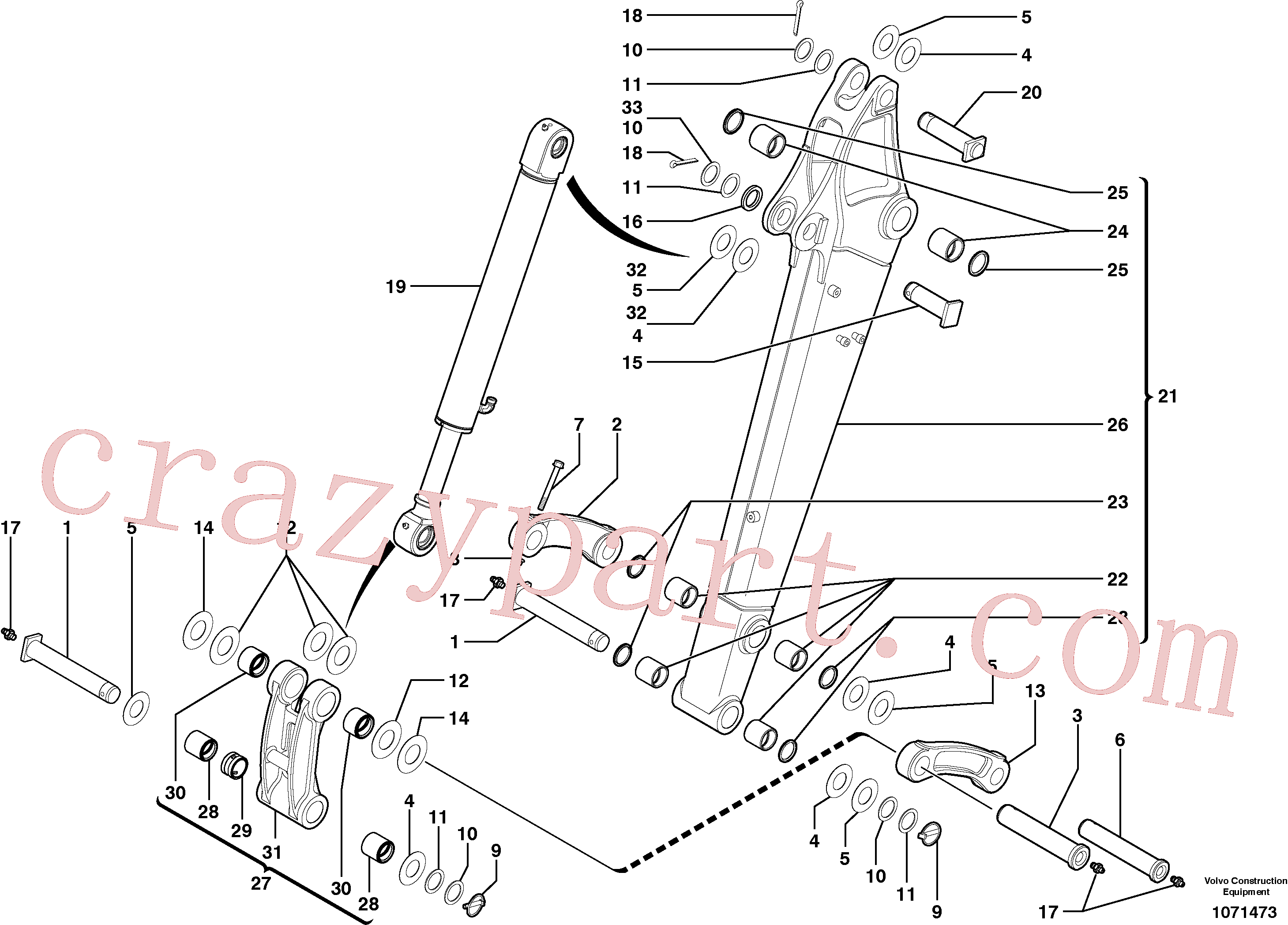 VOE11802245 for Volvo Dipper arm(1071473 assembly)