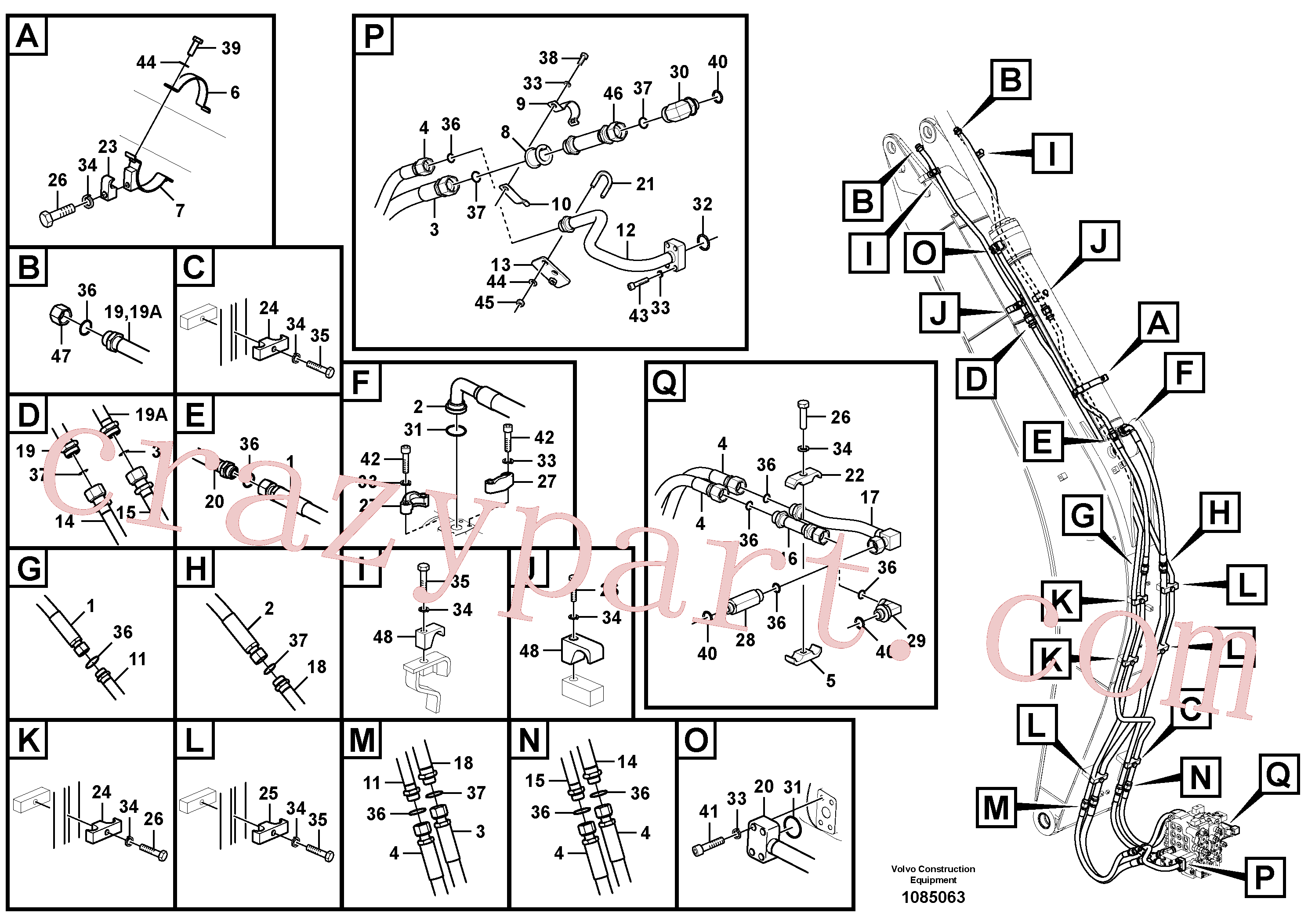 VOE14613762 for Volvo Working hydraulic, dipper arm cylinder on boom.(1085063 assembly)