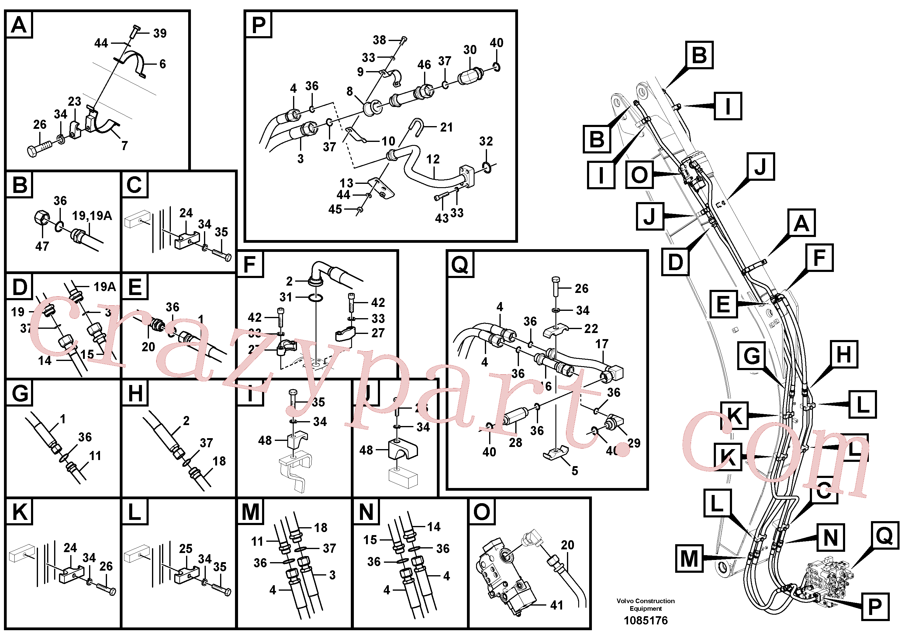 VOE14613762 for Volvo Working hydraulic, dipper arm cylinder on boom.(1085176 assembly)