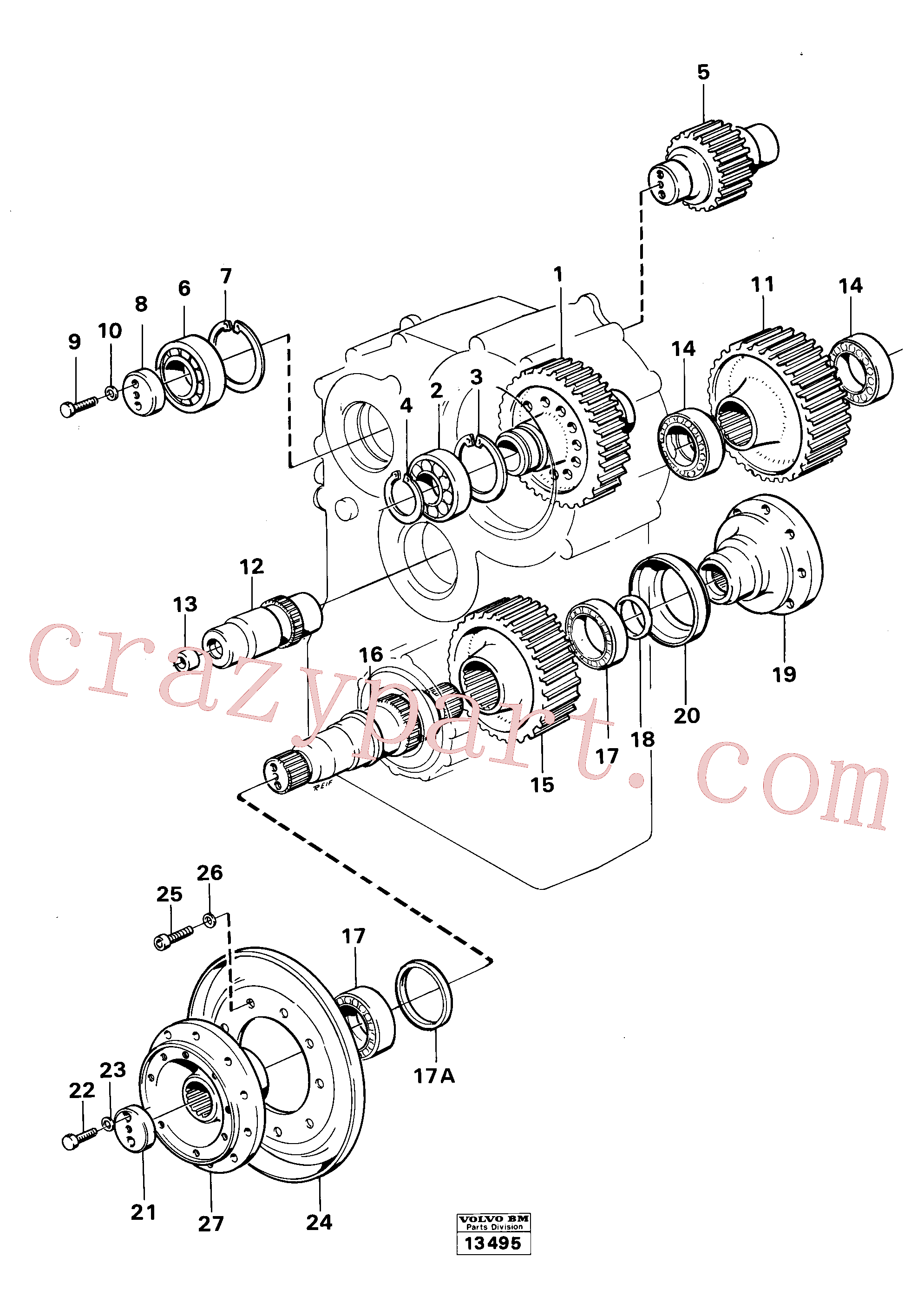 VOE14013017 for Volvo Dropbox gears and shafts(13495 assembly)