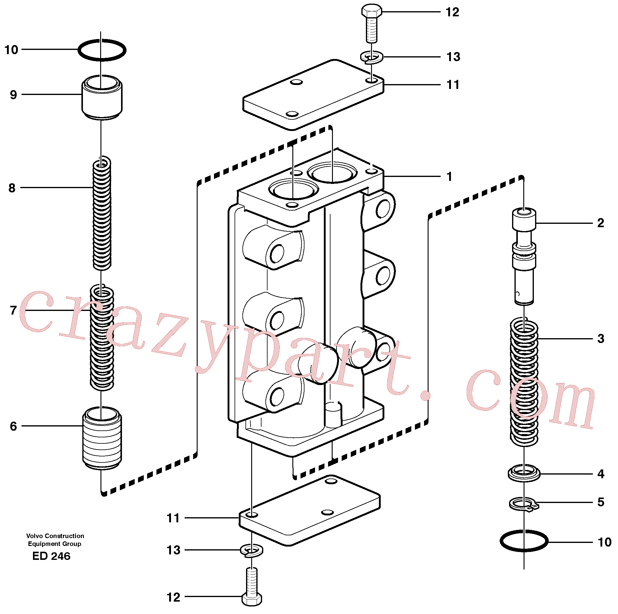 VOE14012282 for Volvo Valve, circuit body and return valve(ED246 assembly)