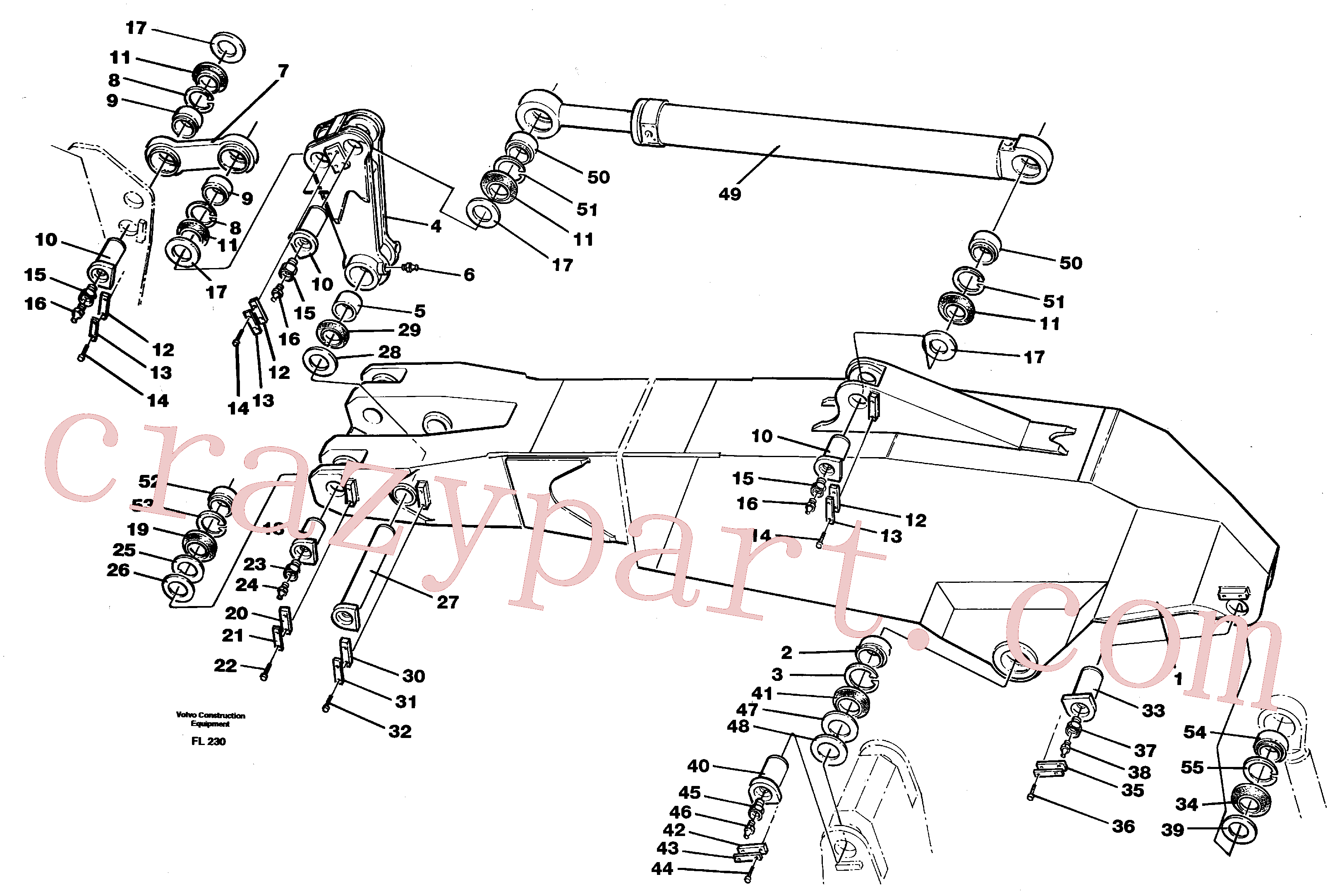 VOE14240216 for Volvo Backhoe dipper arm incl. connections, 2.5m 3.5m(FL230 assembly)