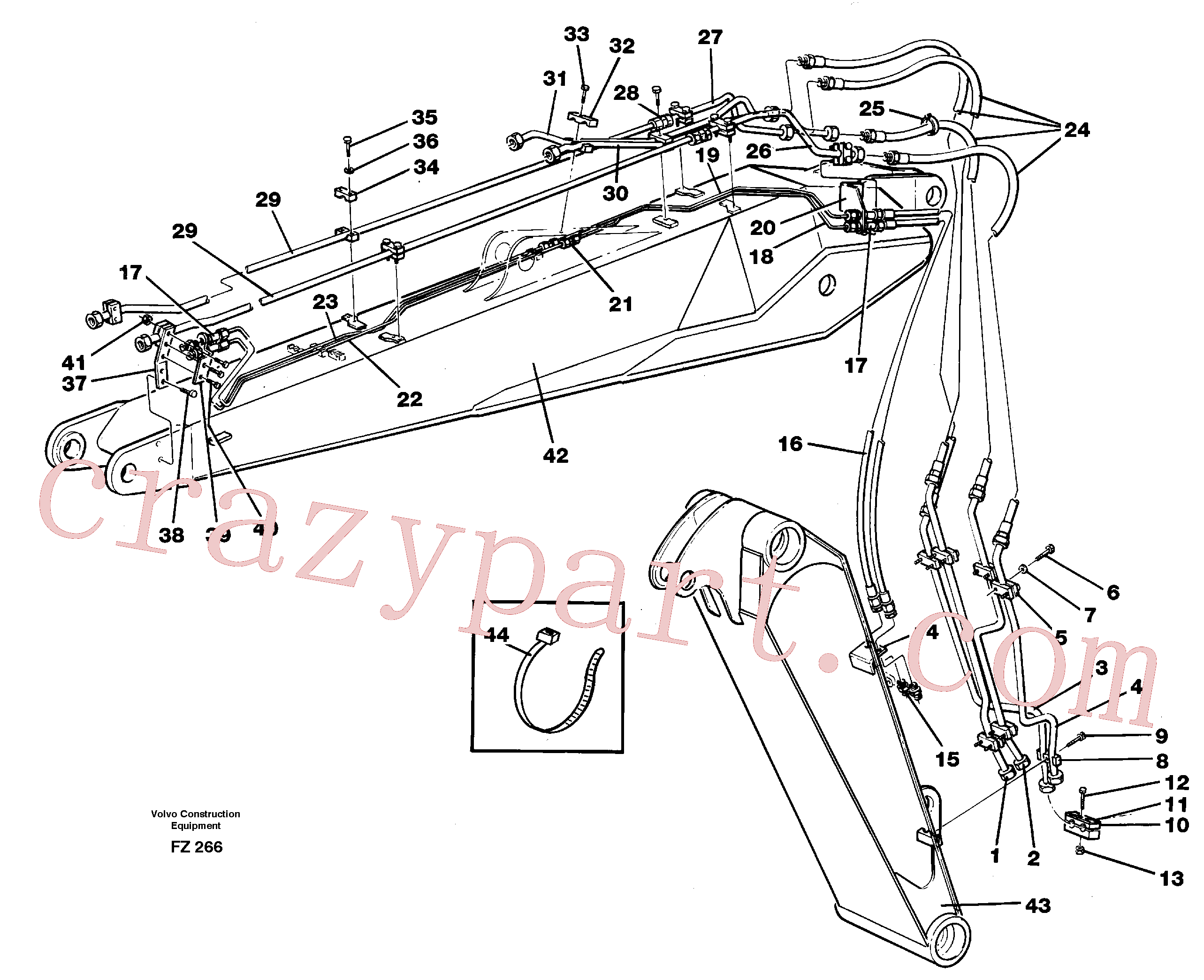 VOE14214998 for Volvo Pipes and fittings, adjustable boom(FZ266 assembly)