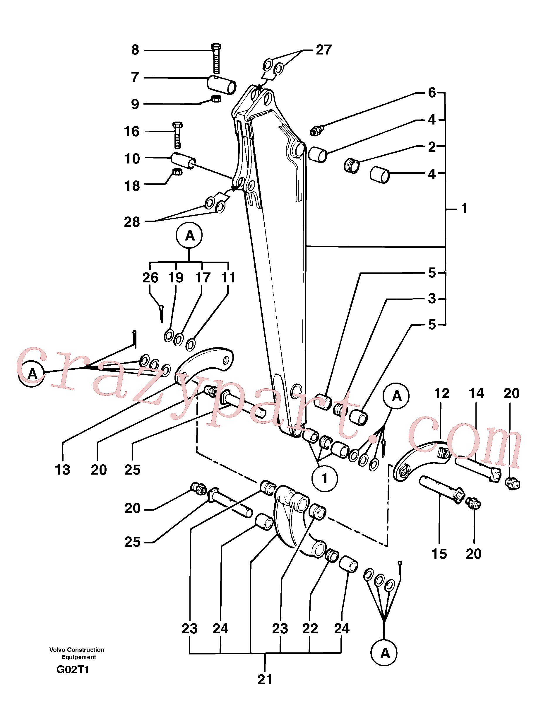 VOE11805799 for Volvo Dipper arm(G02T1 assembly)