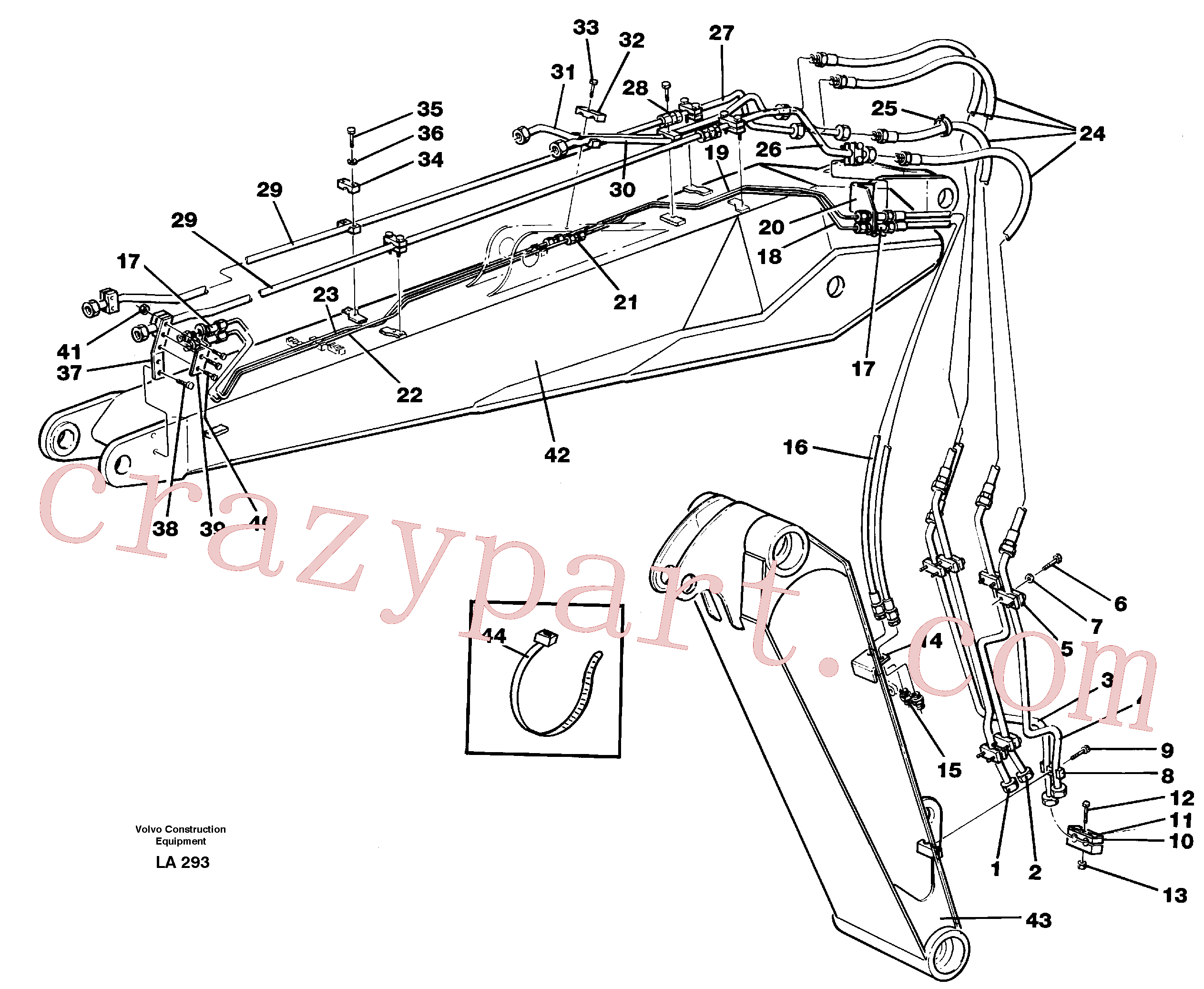 VOE14214998 for Volvo Pipes and fittings, adjustable boom(LA293 assembly)