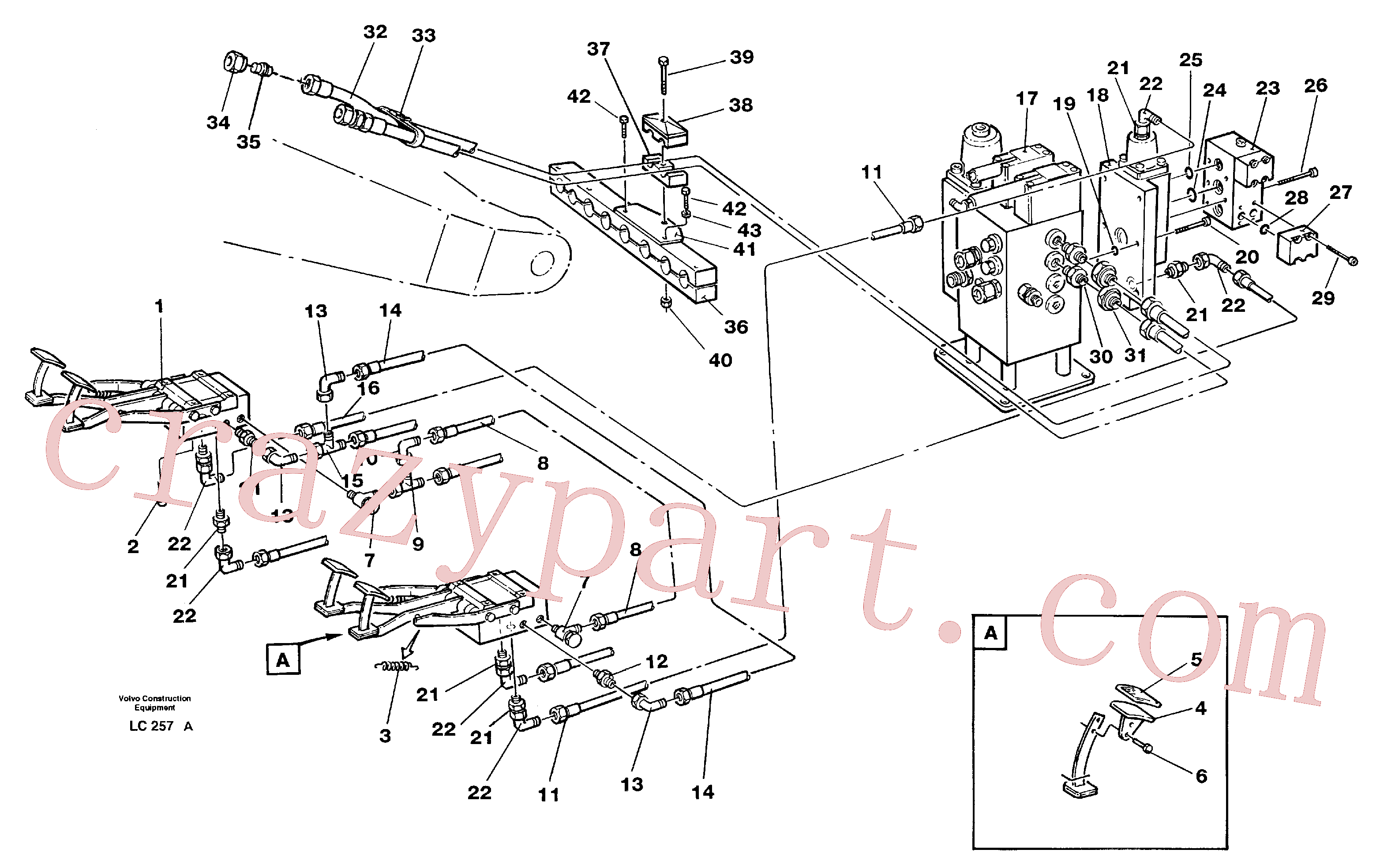 VOE14211062 for Volvo Pedal operated slope bucket hydraulics in base machine(LC257A assembly)