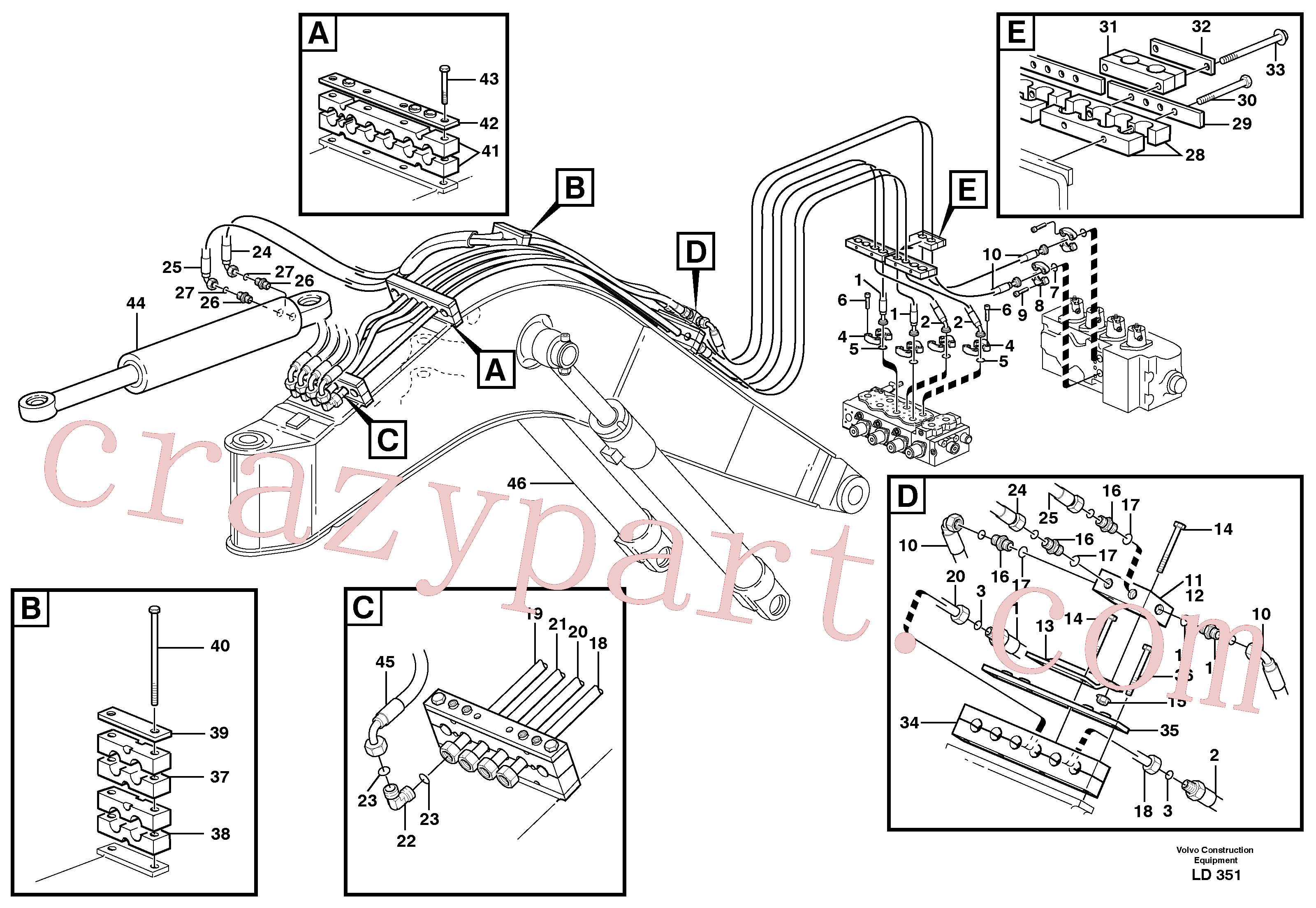 VOE14372124 for Volvo Hydr. equipm. on boom, rear, offset(LD351 assembly)