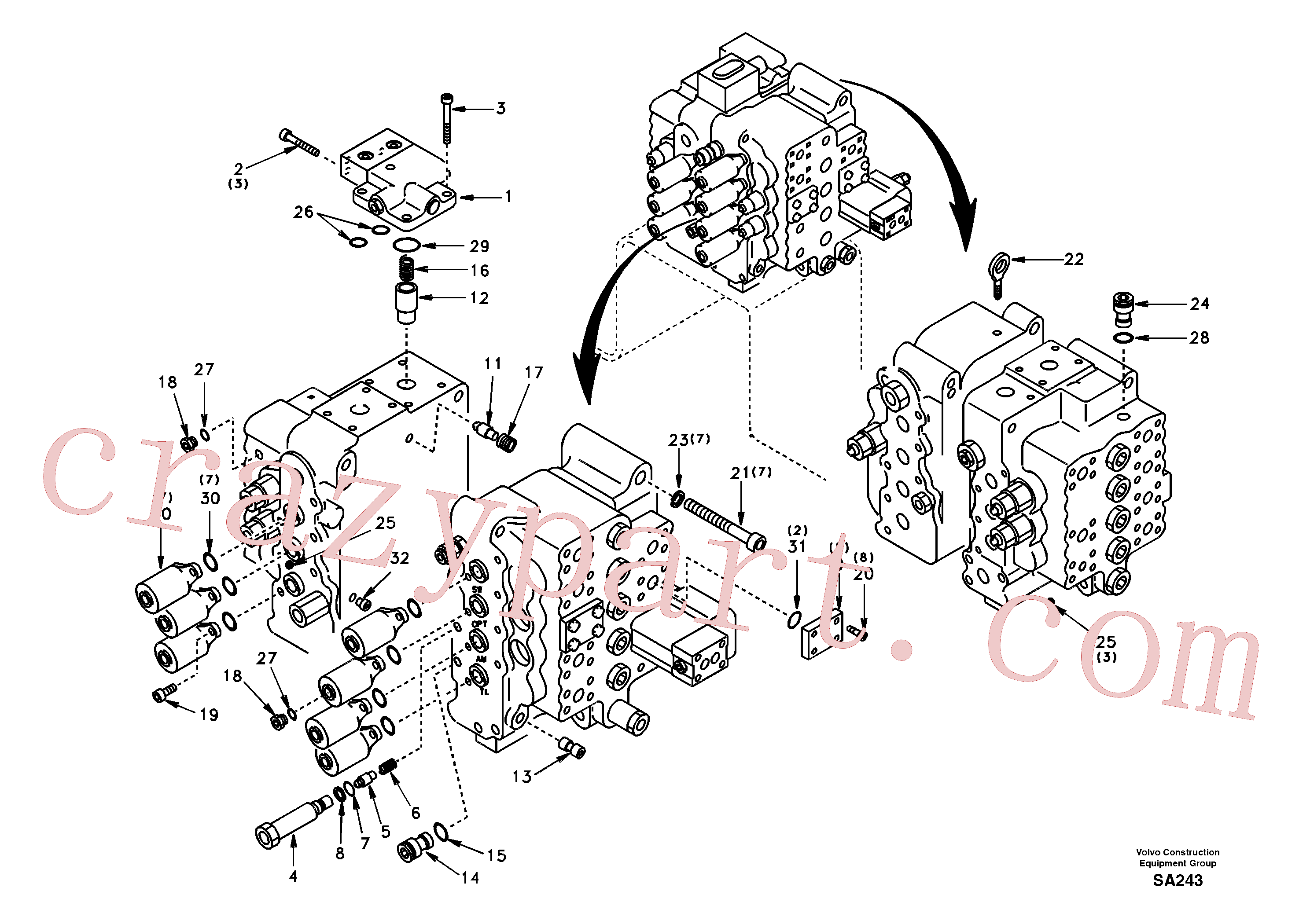 SA7273-10340 for Volvo Control valve with fitting parts.(SA243 assembly)