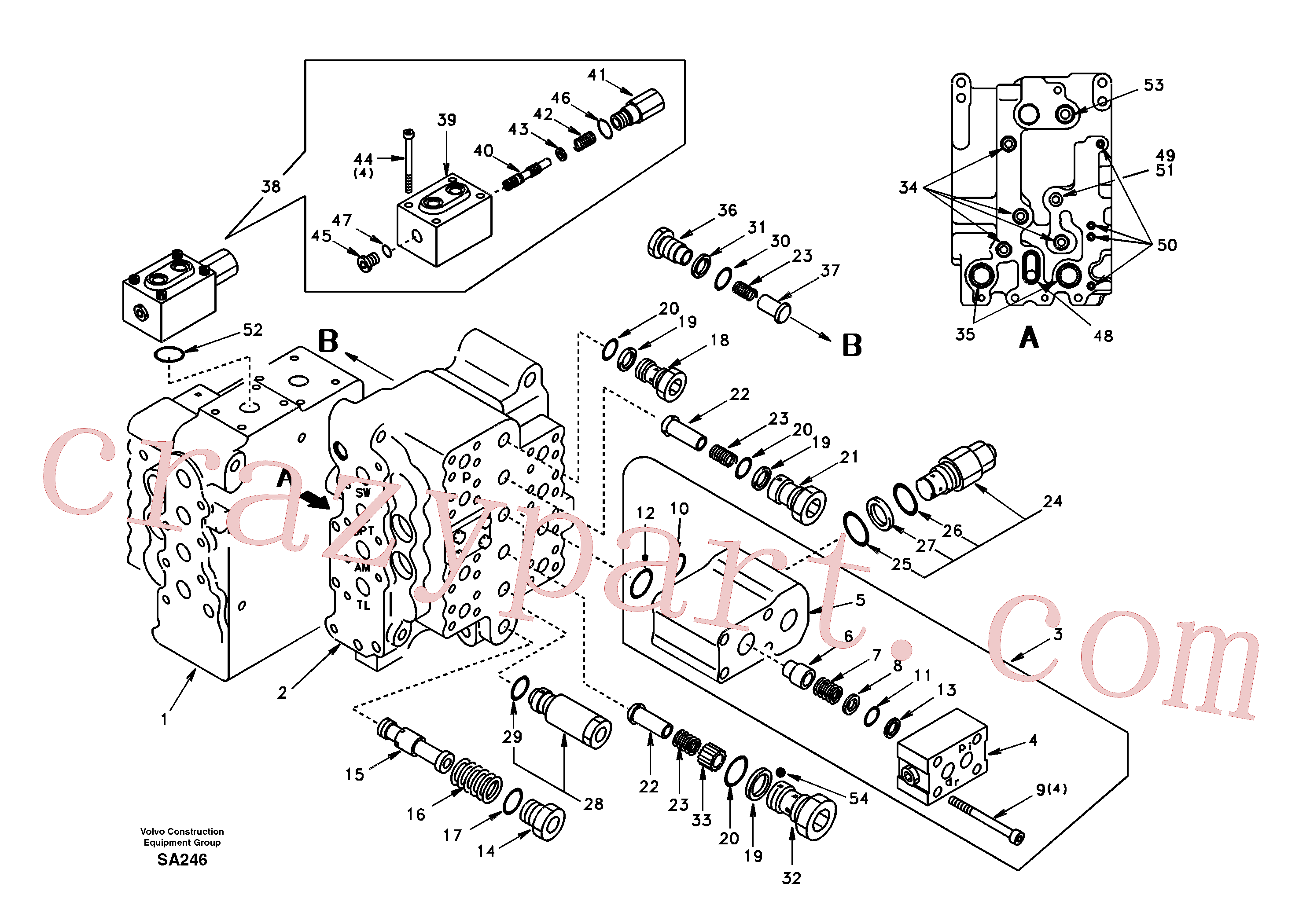 SA7271-11030 for Volvo Main control valve, relief valve and dipper arm holding(SA246 assembly)