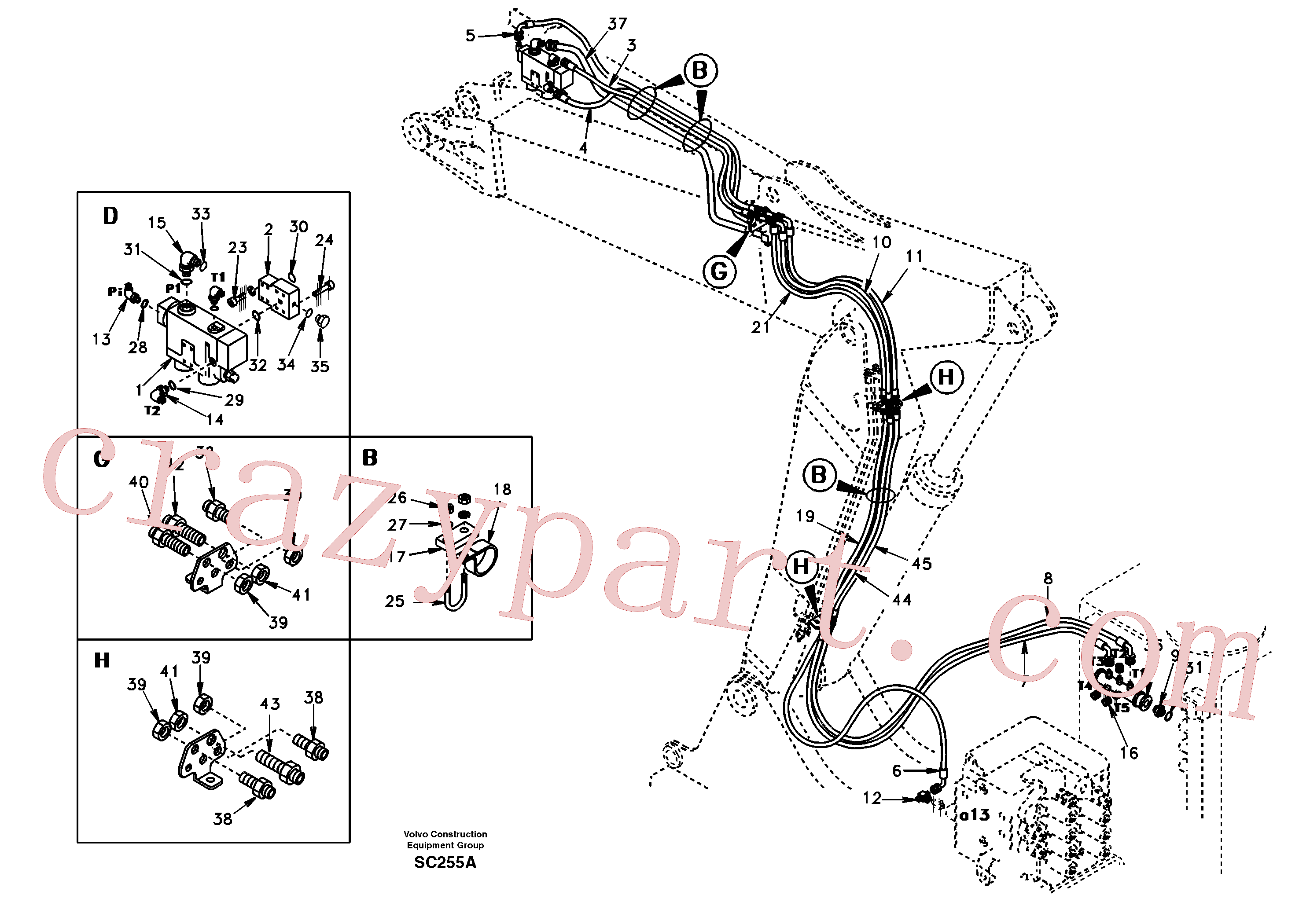 Volvo excavator part SA9453-04325 Hose assembly for sale
