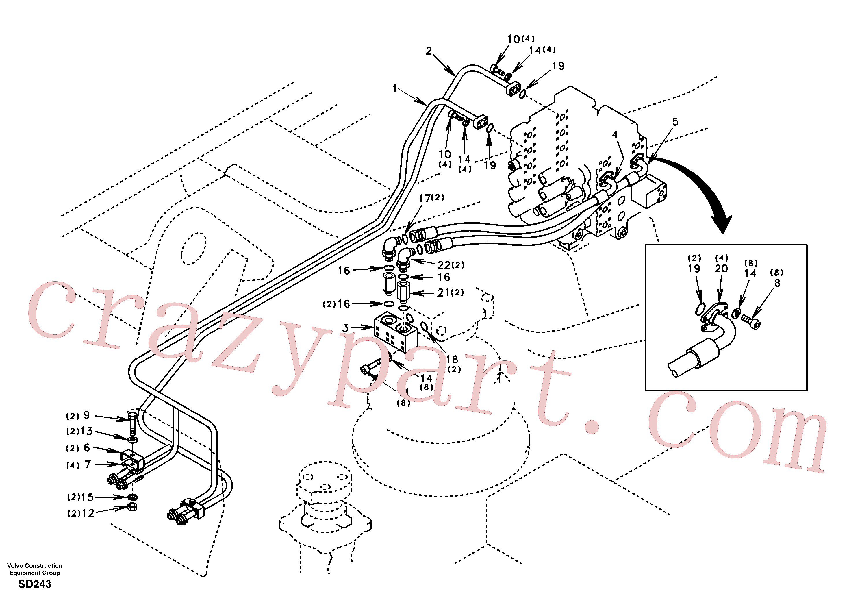 Volvo excavator part SA1142-04681 Pipe for sale