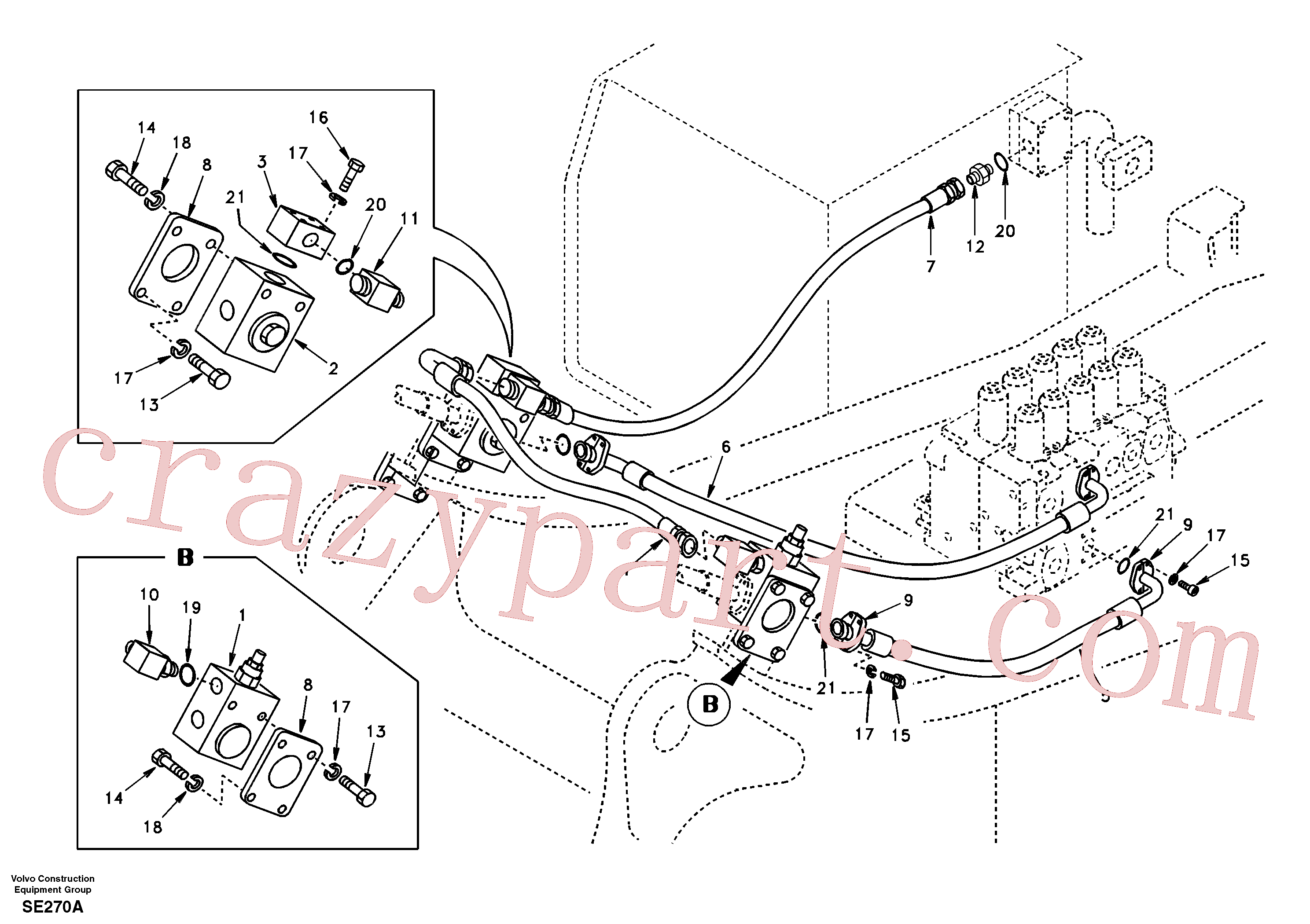 SA1142-30560 for Volvo Working hydraulic, hammer and shear for upper(SE270A assembly)