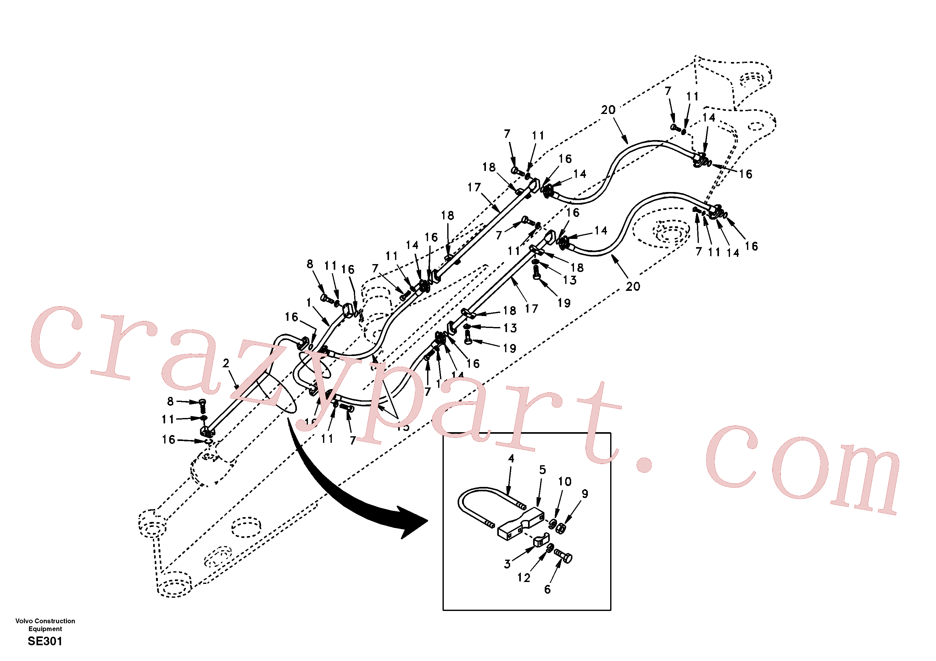 SA1074-07200 for Volvo Working hydraulic, long dipper arm(SE301 assembly)