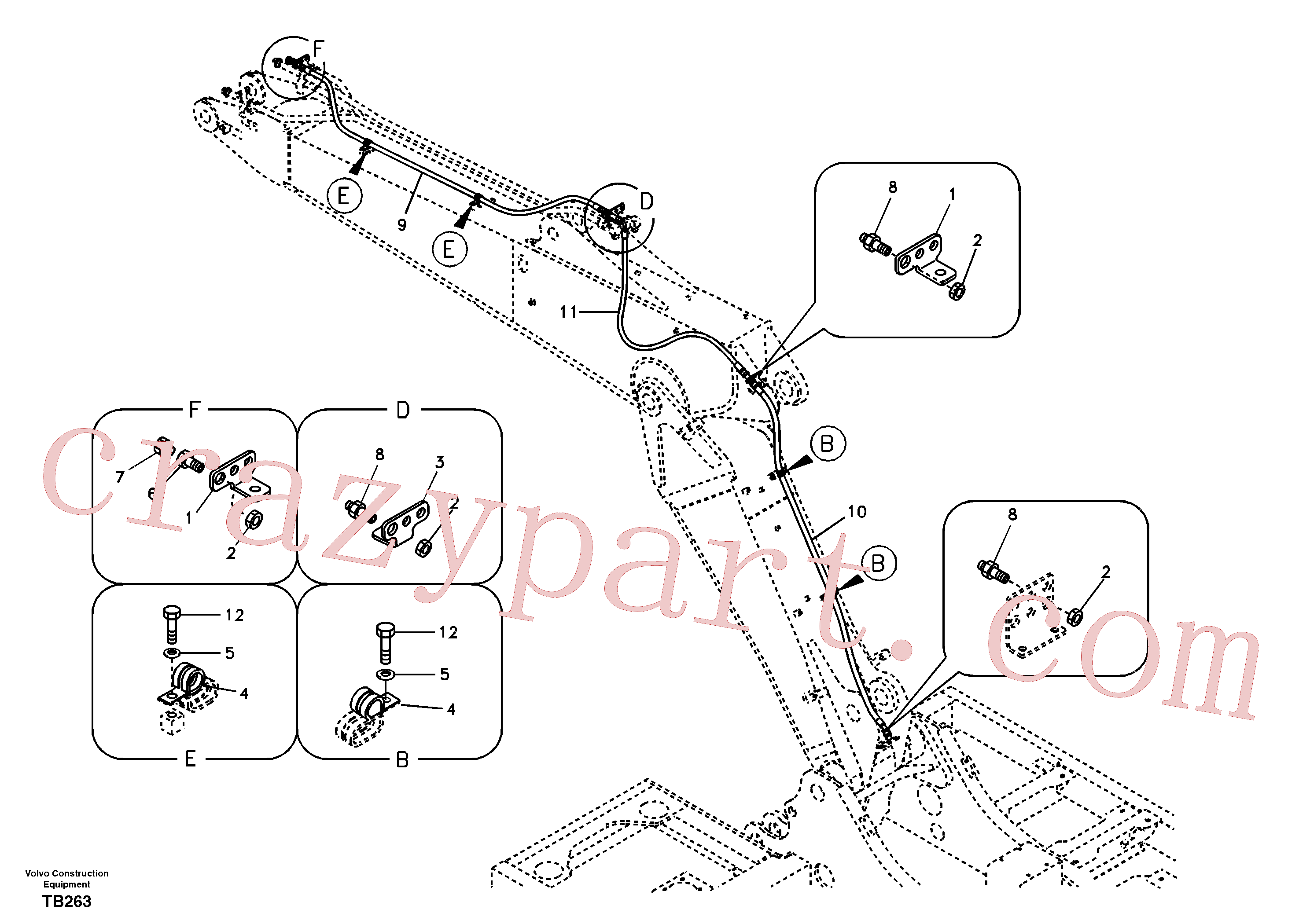 SA9453-04325 for Volvo Working hydraulic, oil leak on adjustable boom(TB263 assembly)